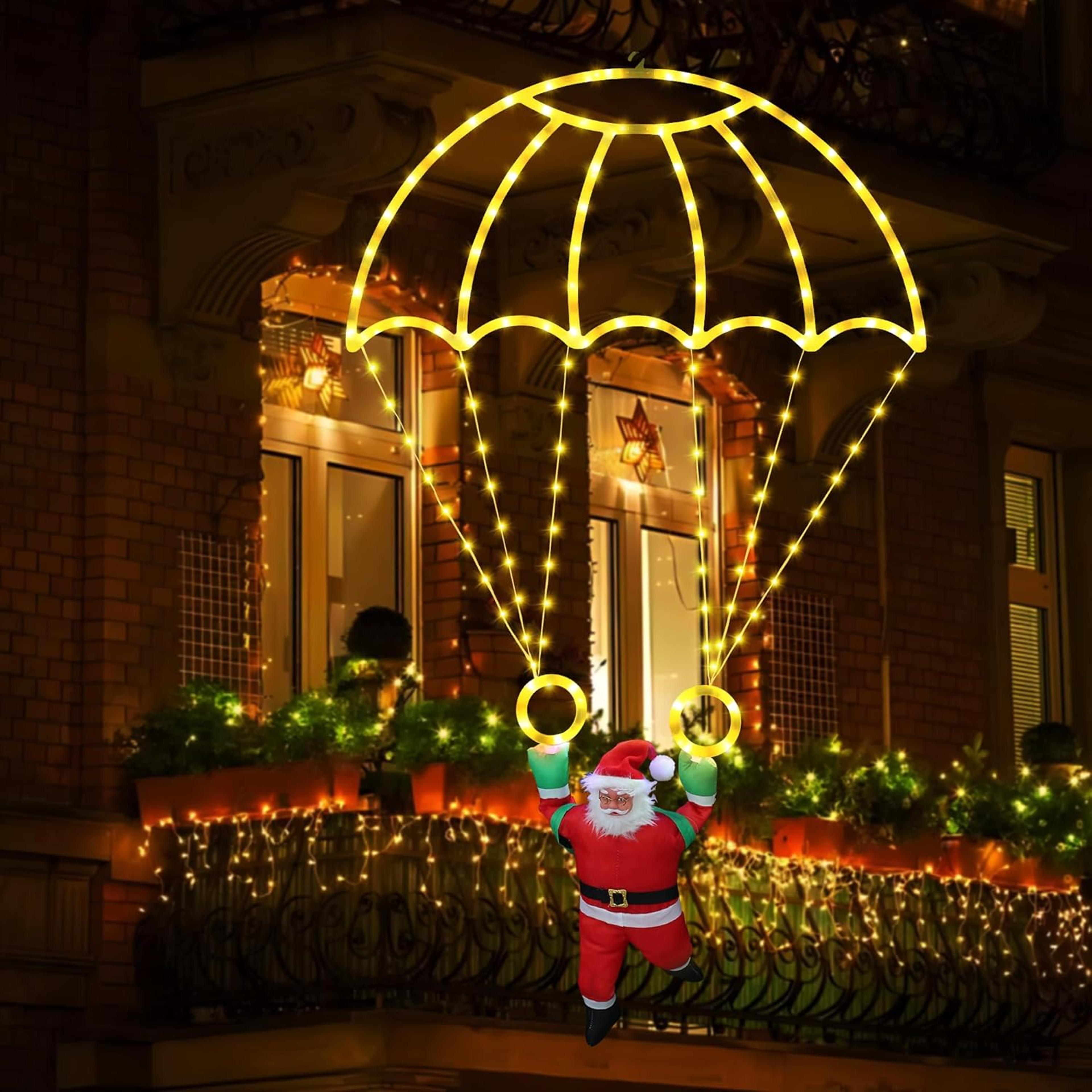 led santa christmas parachute lights usb powered hanging holiday decoration