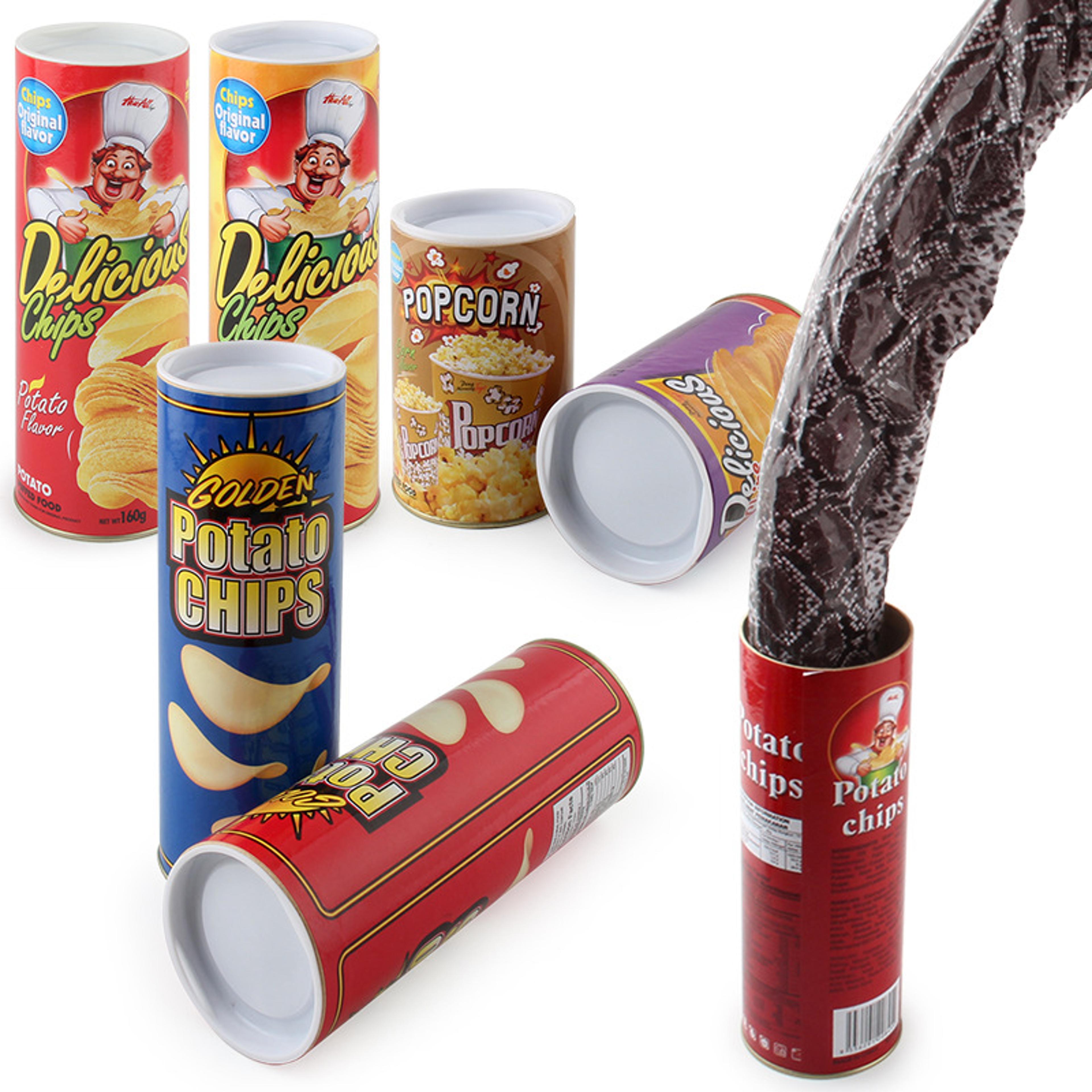potato chip snake prank can reusable gag gift magic trick toy