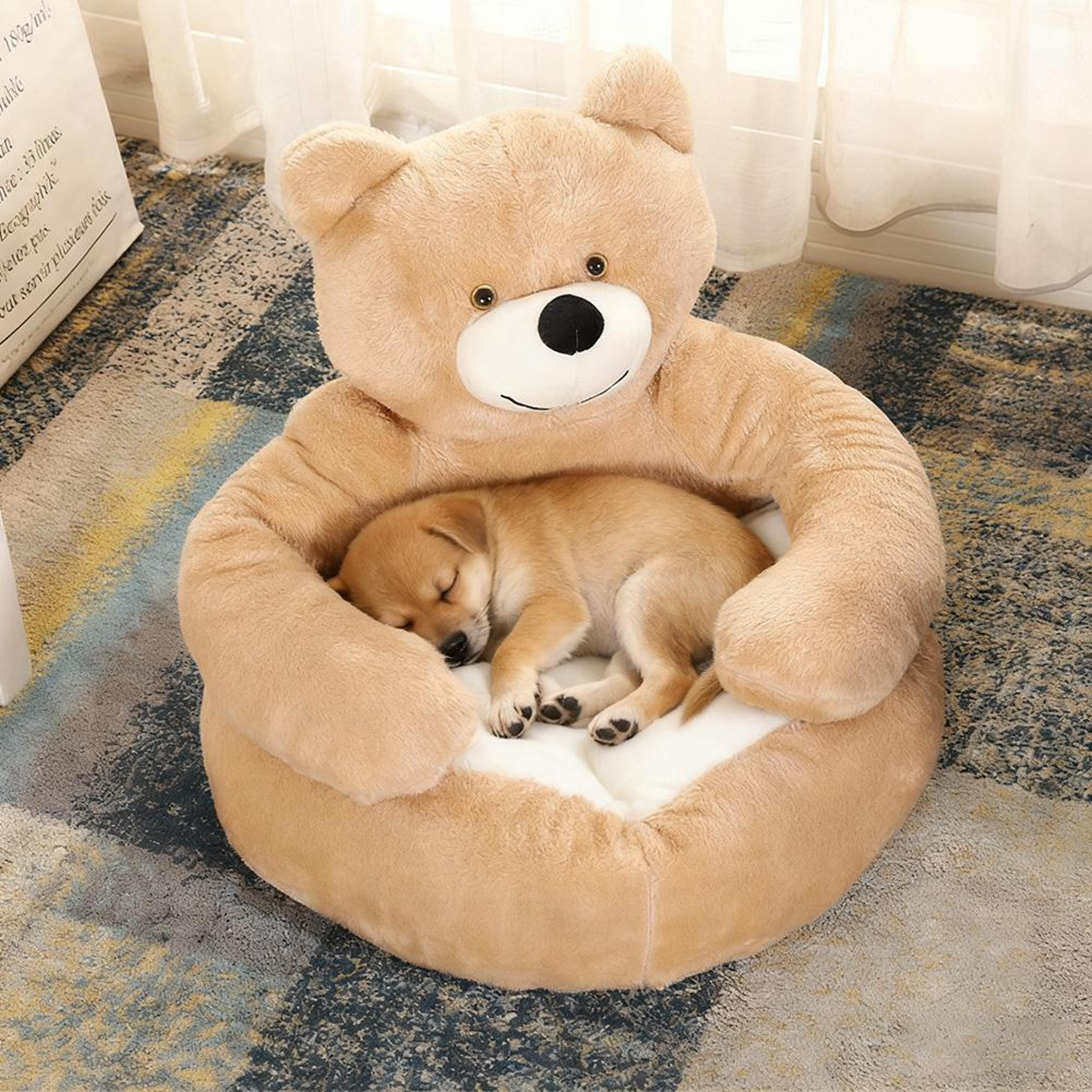 super soft bear hug dog bed washable plush pet bed for cats and small dogs