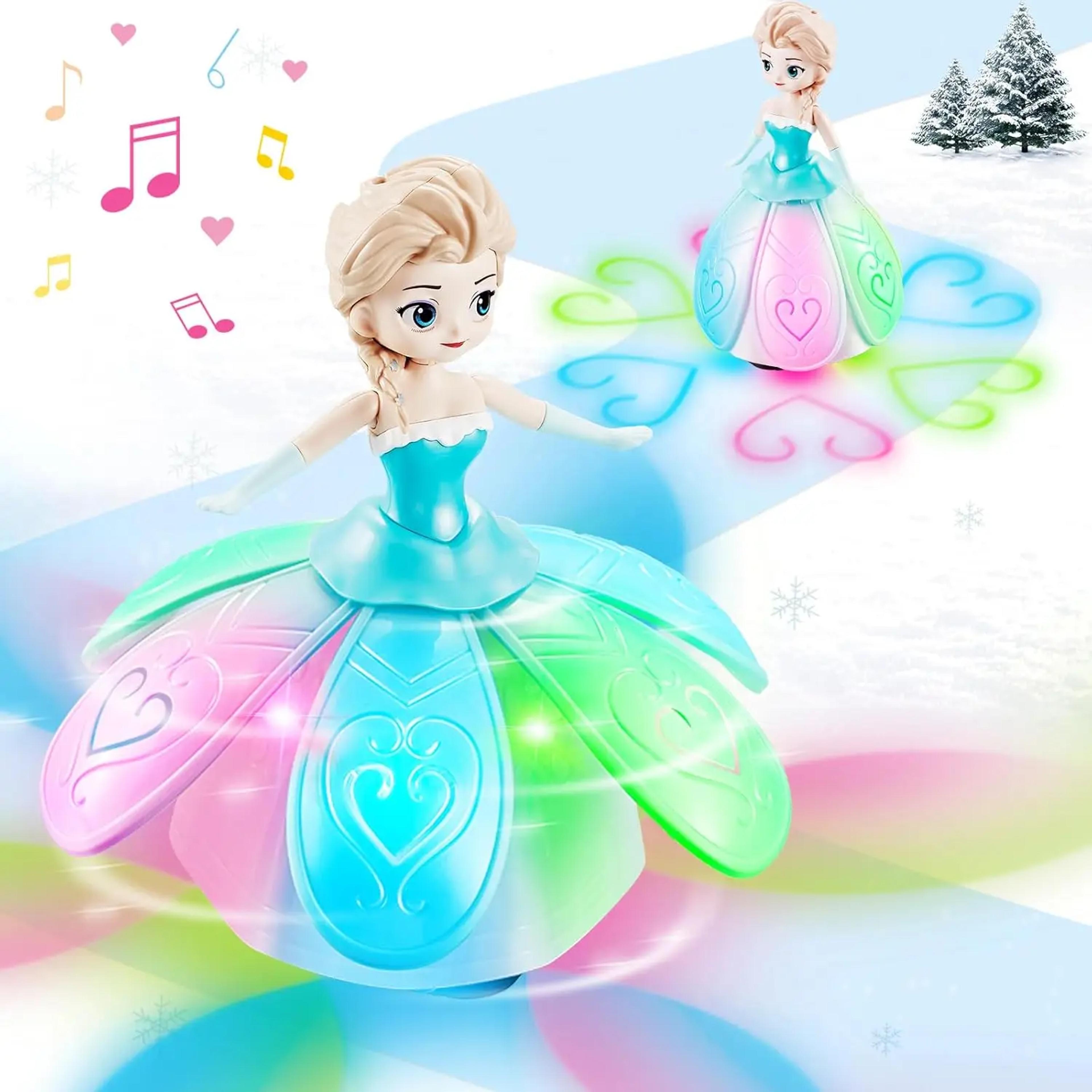 dancing princess robot toy with colorful lights music and interactive spinning action
