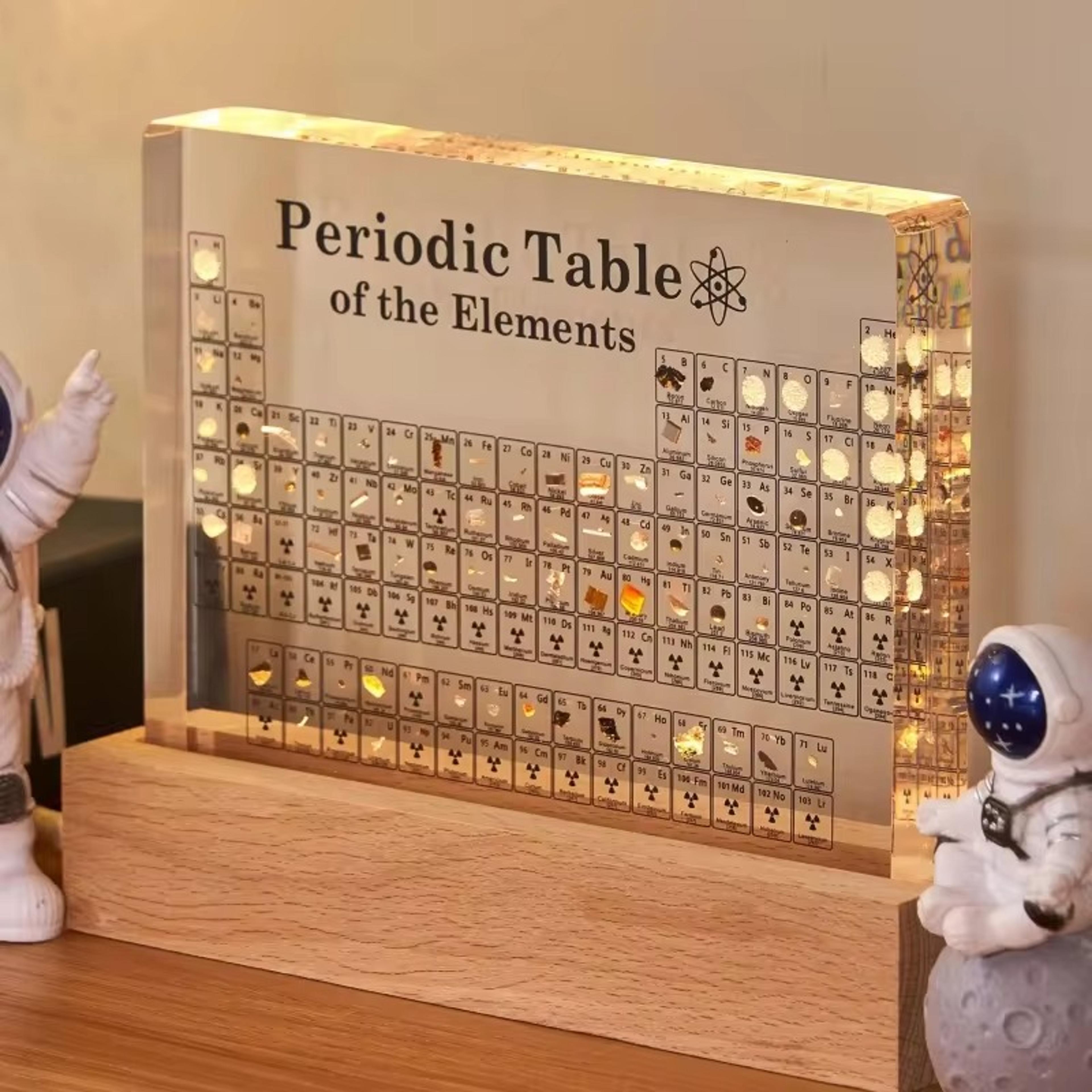 acrylic periodic table with element samples educational science desk decor