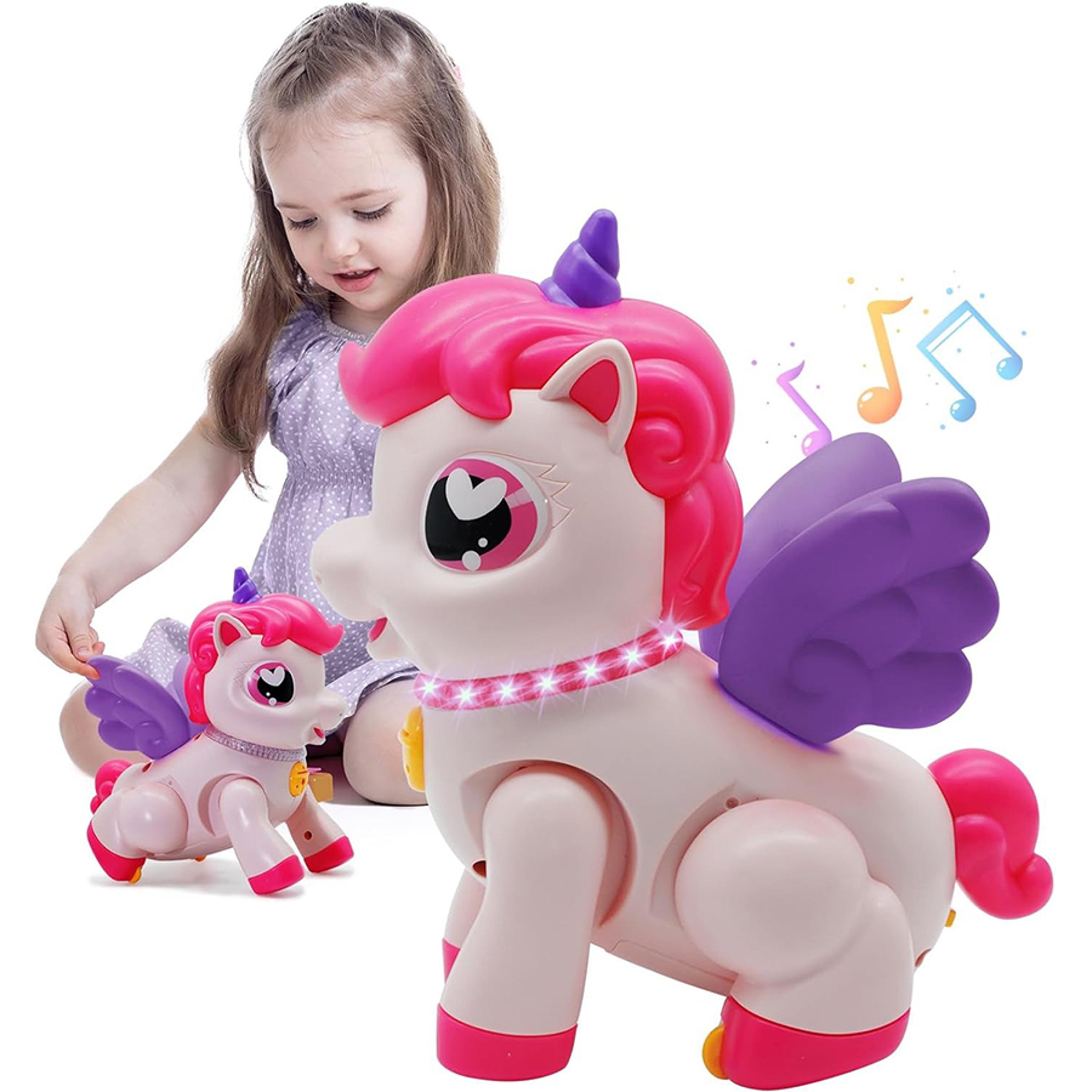 light and music unicorn pegasus toy with fantasy wings for kids