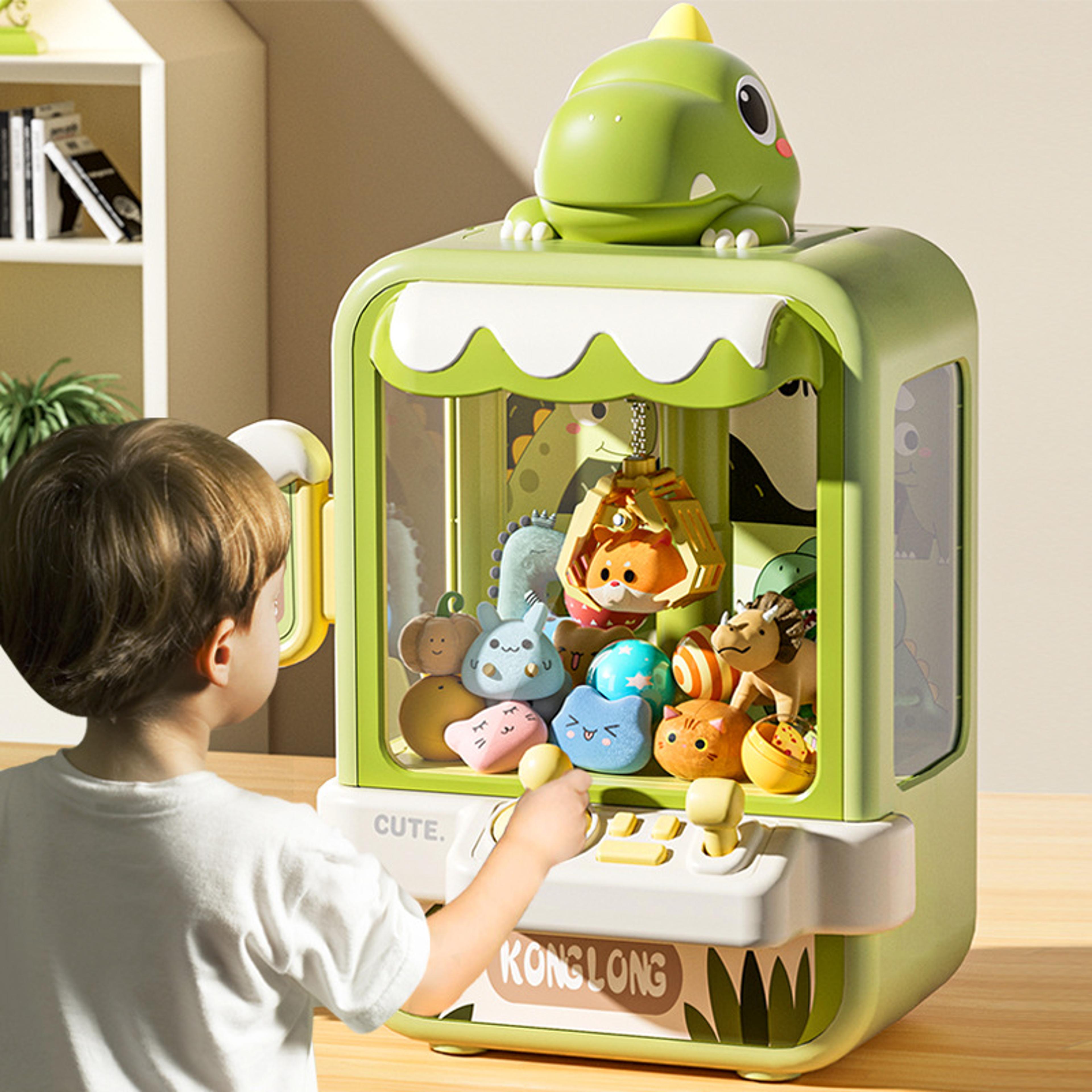 dinosaur claw machine toy mini arcade prize game with music and adjustable catch