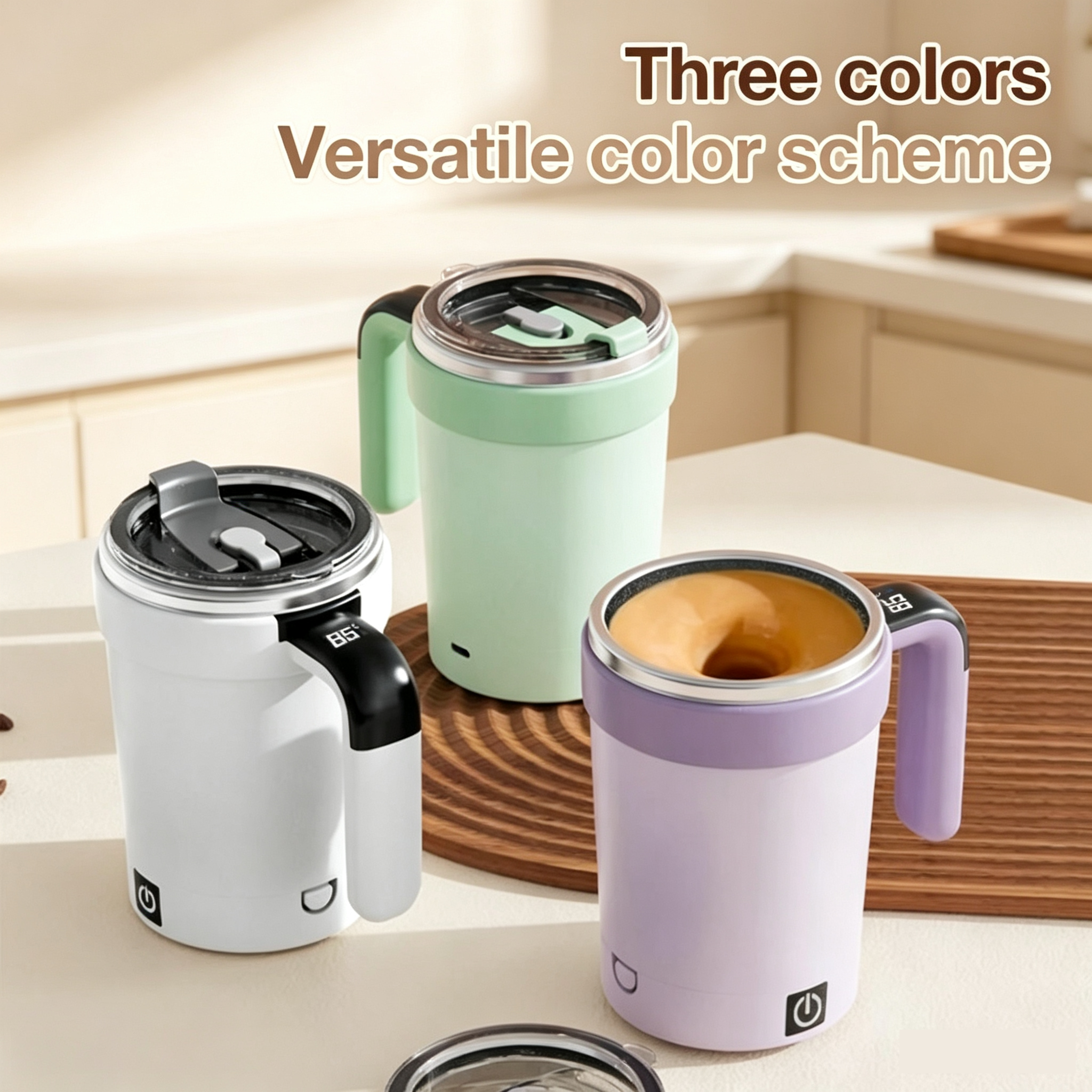 automatic rechargeable magnetic stirring cup stainless steel self stirring coffee mug