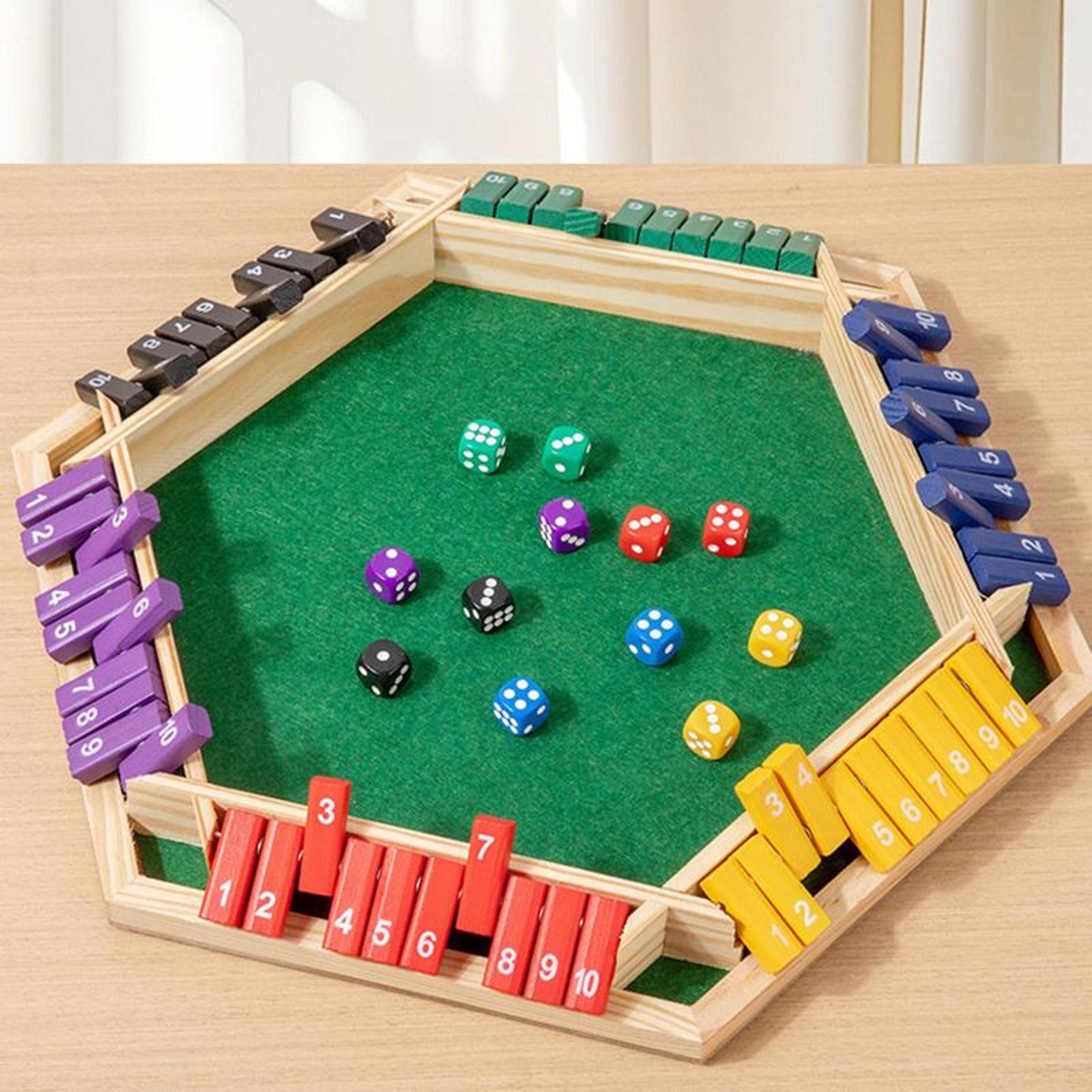 wooden shut the box dice board game for six players family math party game