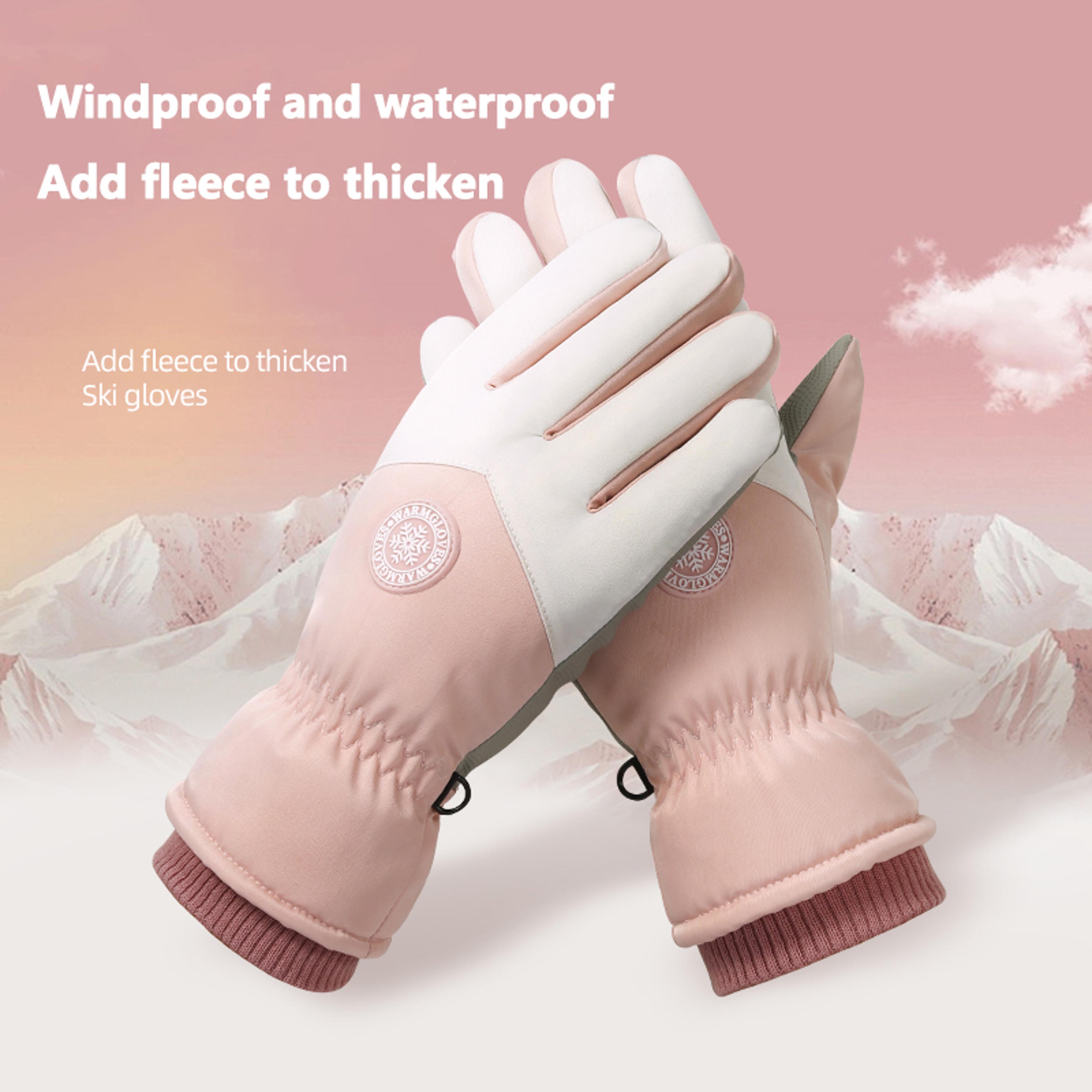 thermal waterproof ski glove with touchscreen grip and adjustable wrist