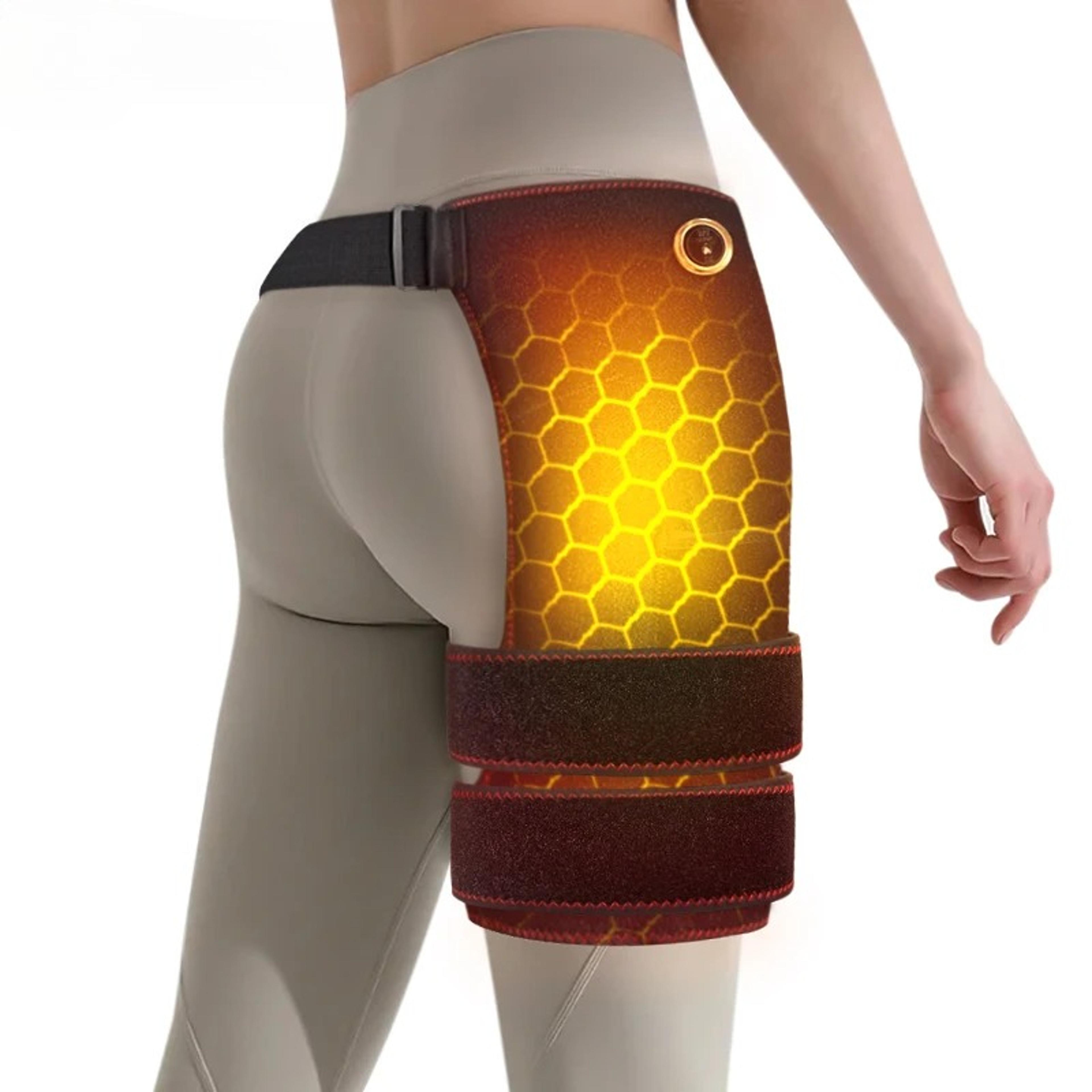 cordless heated hip support brace with vibration massager for lower back and muscle relaxation