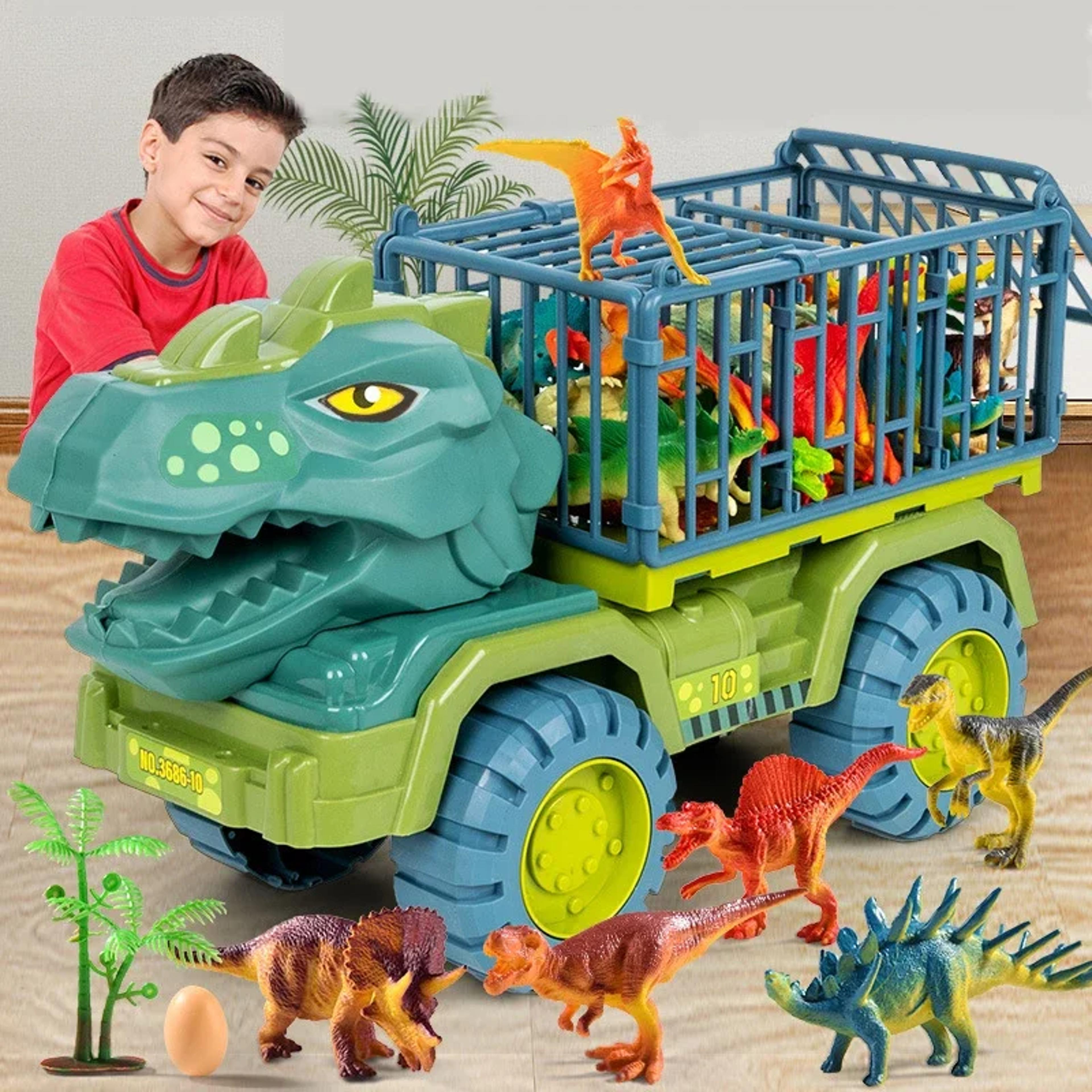 dinosaur transport truck t rex car carrier toy for kids
