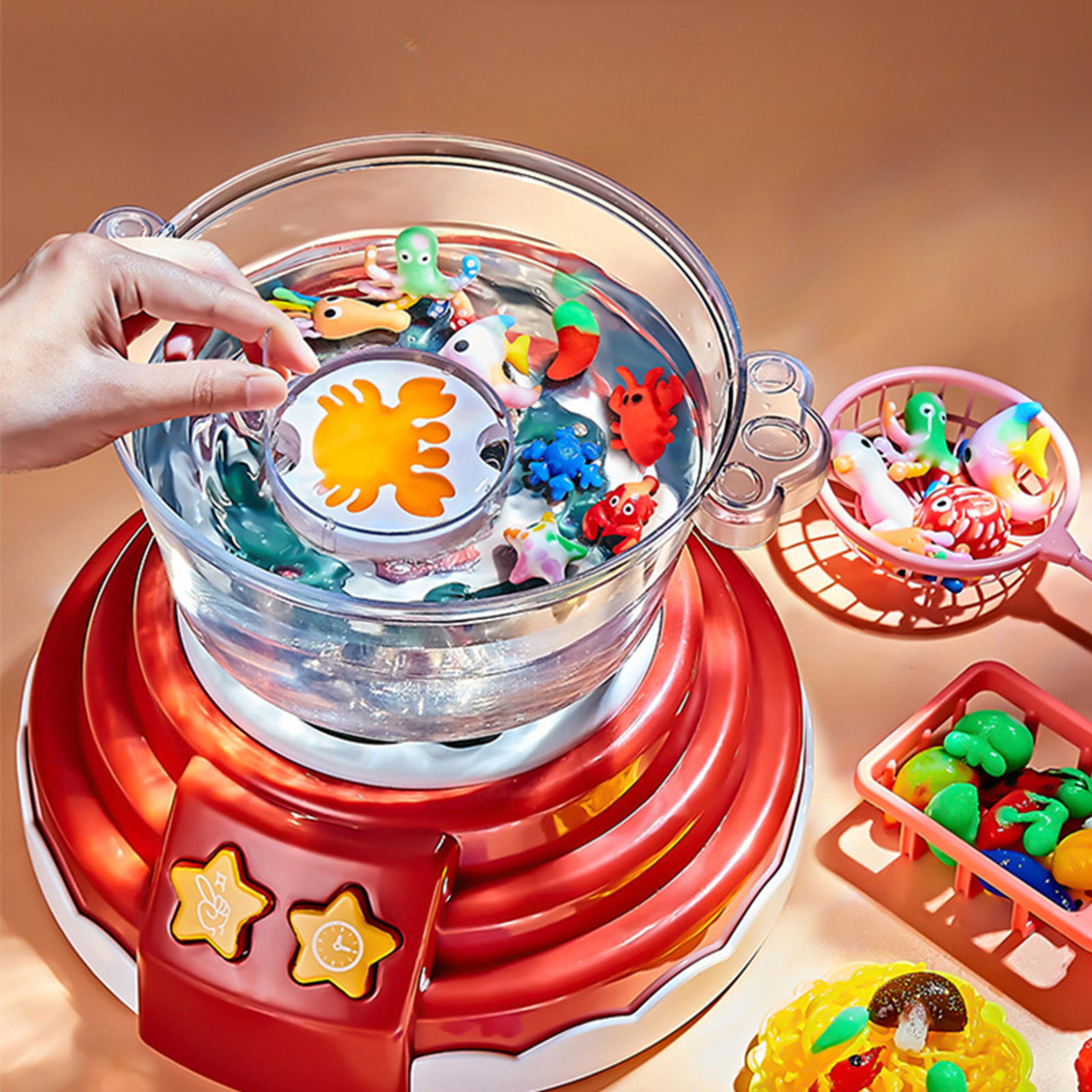 kids hot pot cooking toy pretend kitchen playset with bubble sound and light