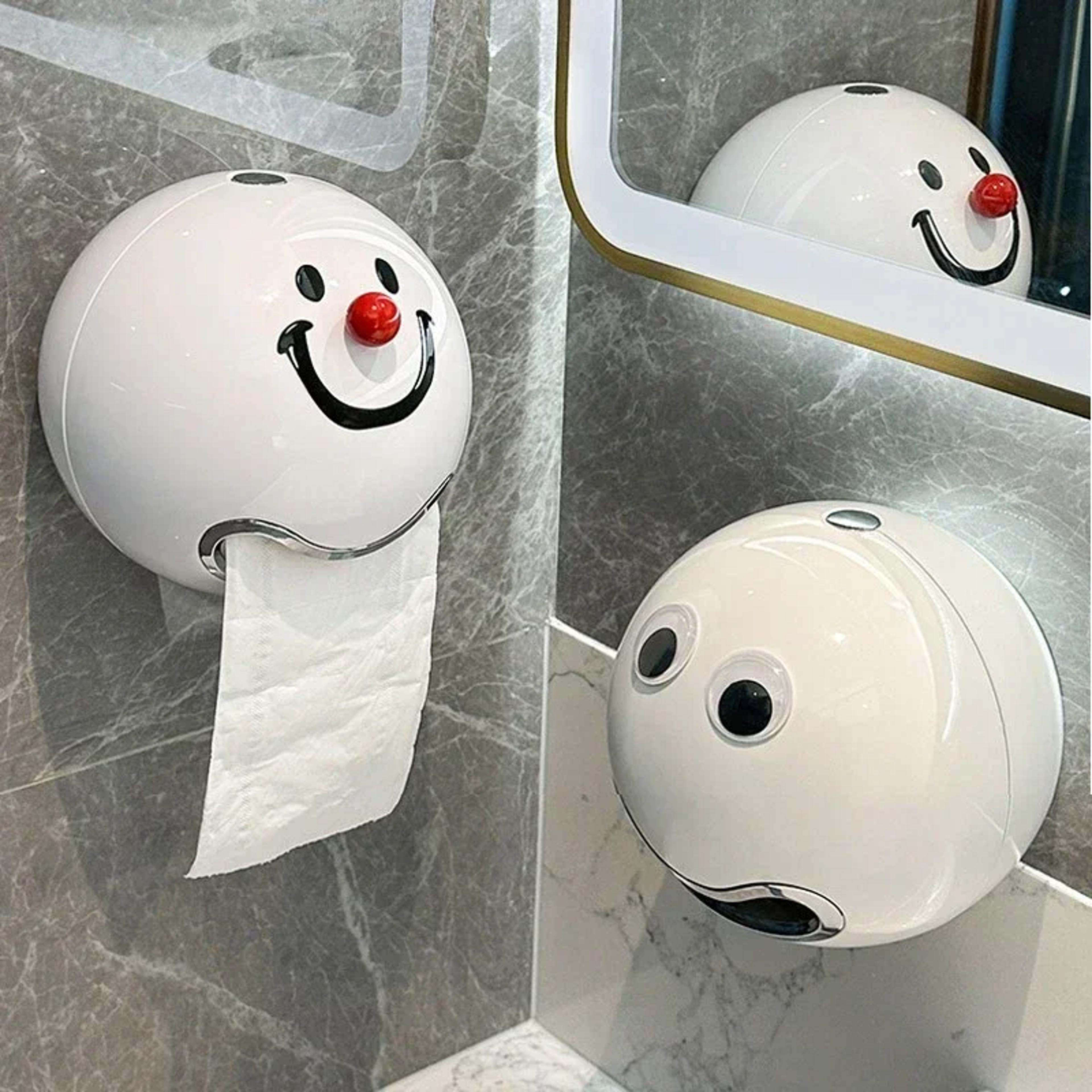 smiling face wall mounted toilet paper holder waterproof no drill tissue box