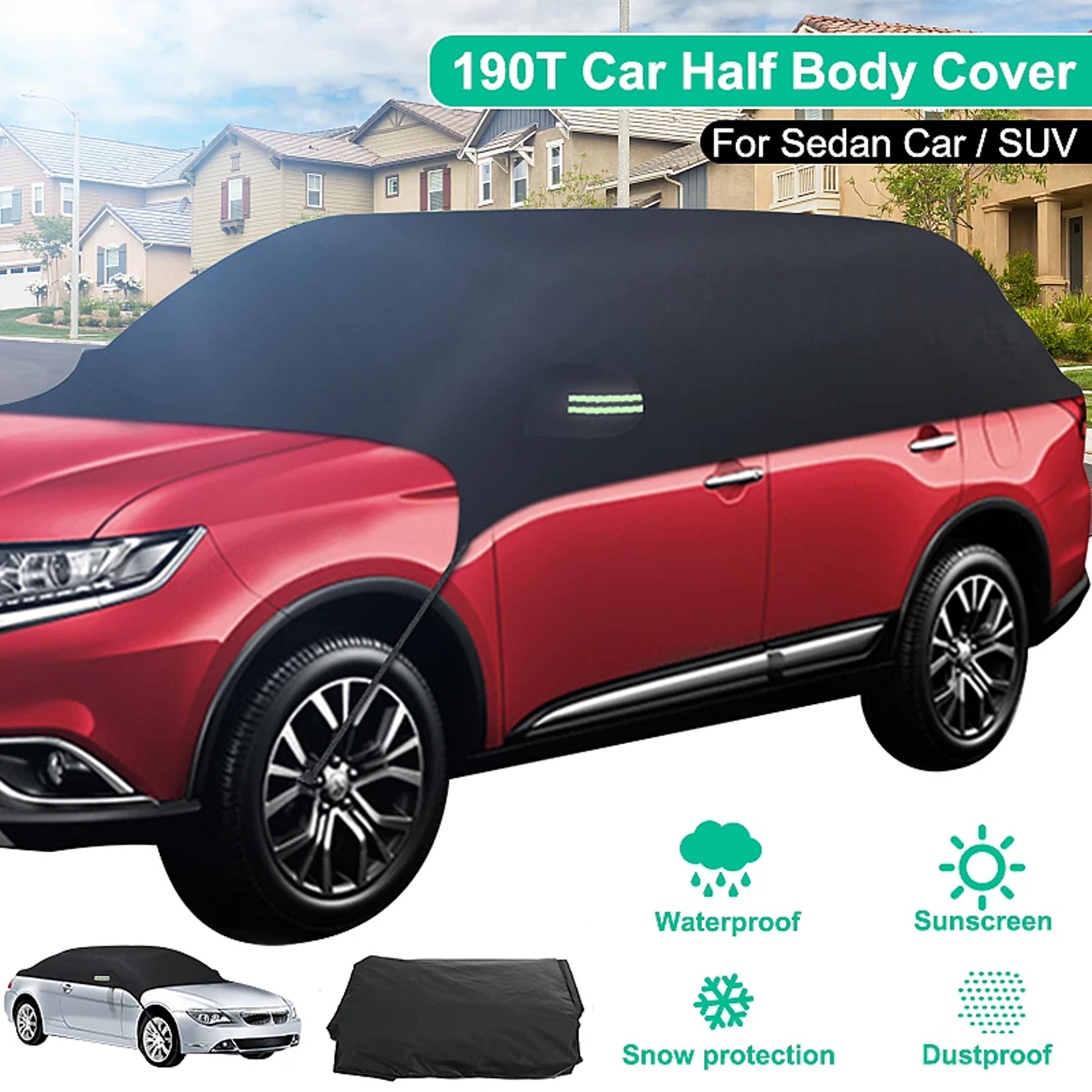 universal waterproof half car cover uv sun snow rain and dust protection