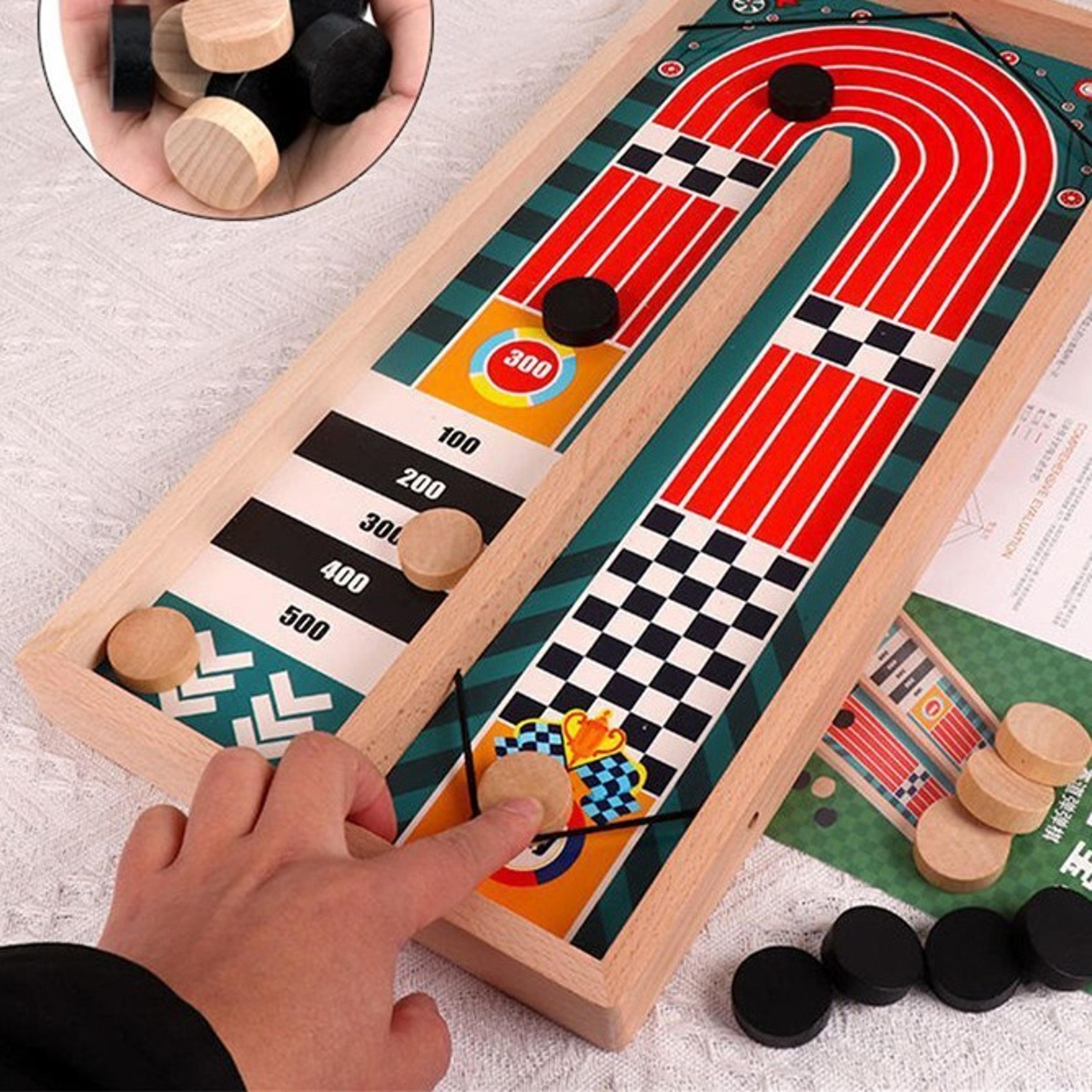 wooden sling puck board game fast paced tabletop game for family fun