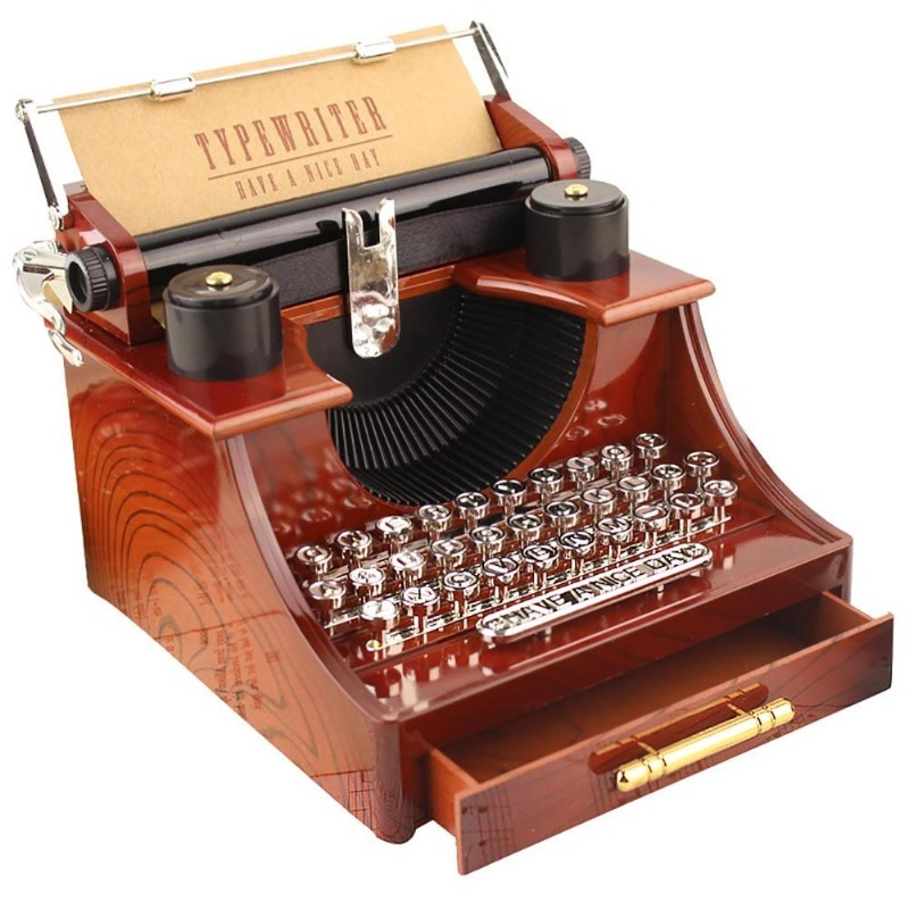 retro typewriter music box wooden mechanical music box vintage desk decor gift