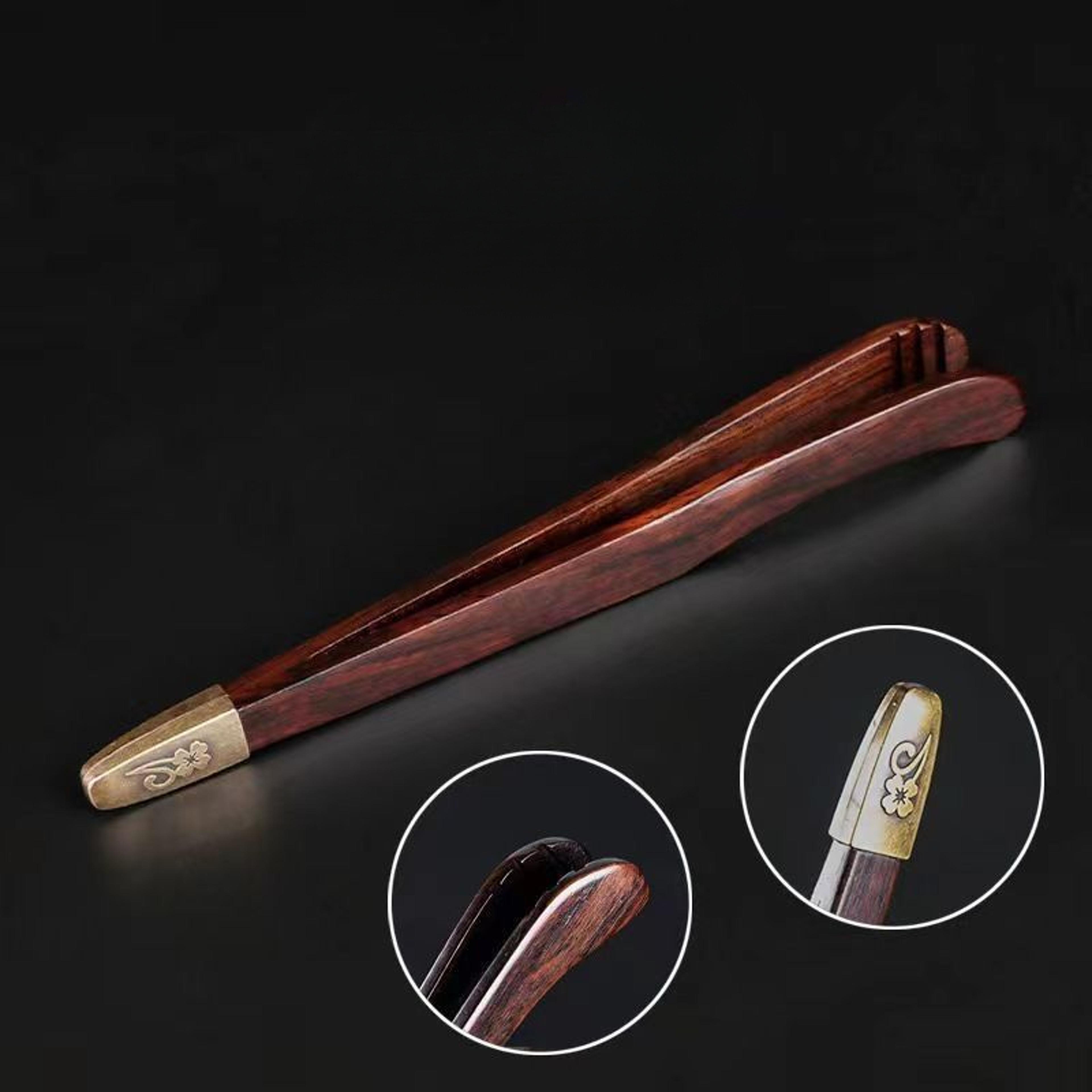 sandalwood tea tongs non slip wooden tea tweezers for kung fu tea ceremony