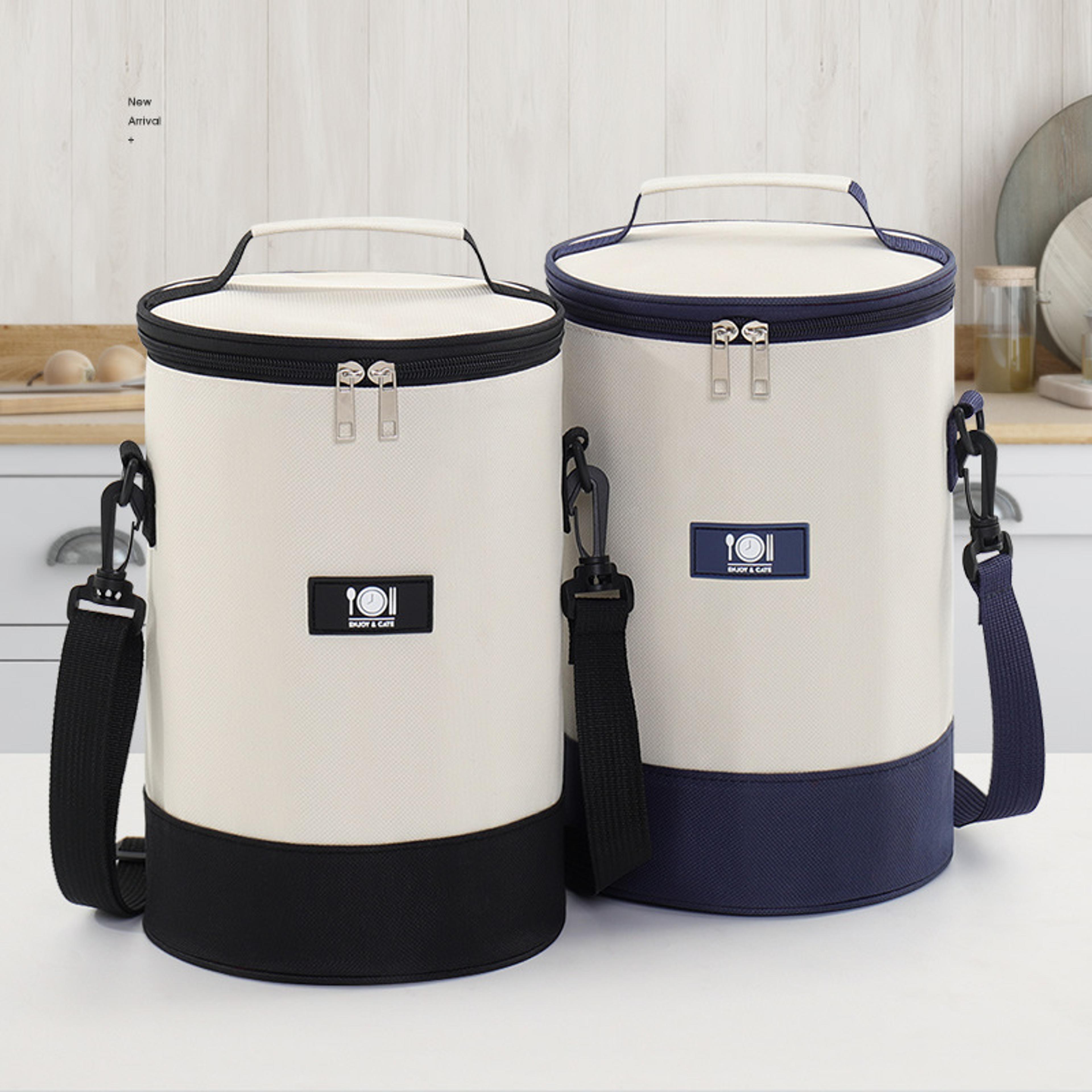 round insulated lunch bag oxford thermal meal tote with aluminum foil lining