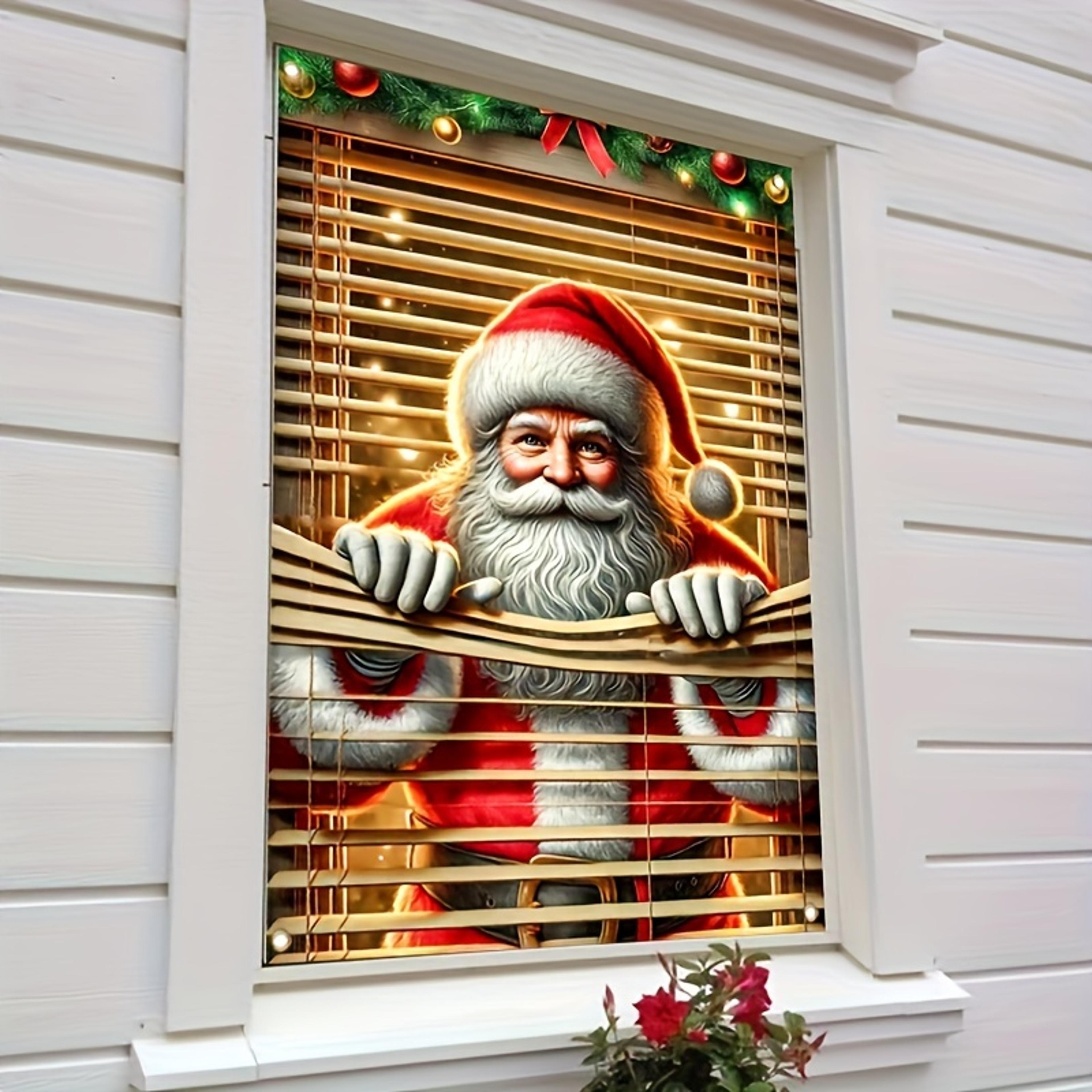 santa claus christmas window cover holiday photo backdrop party decoration