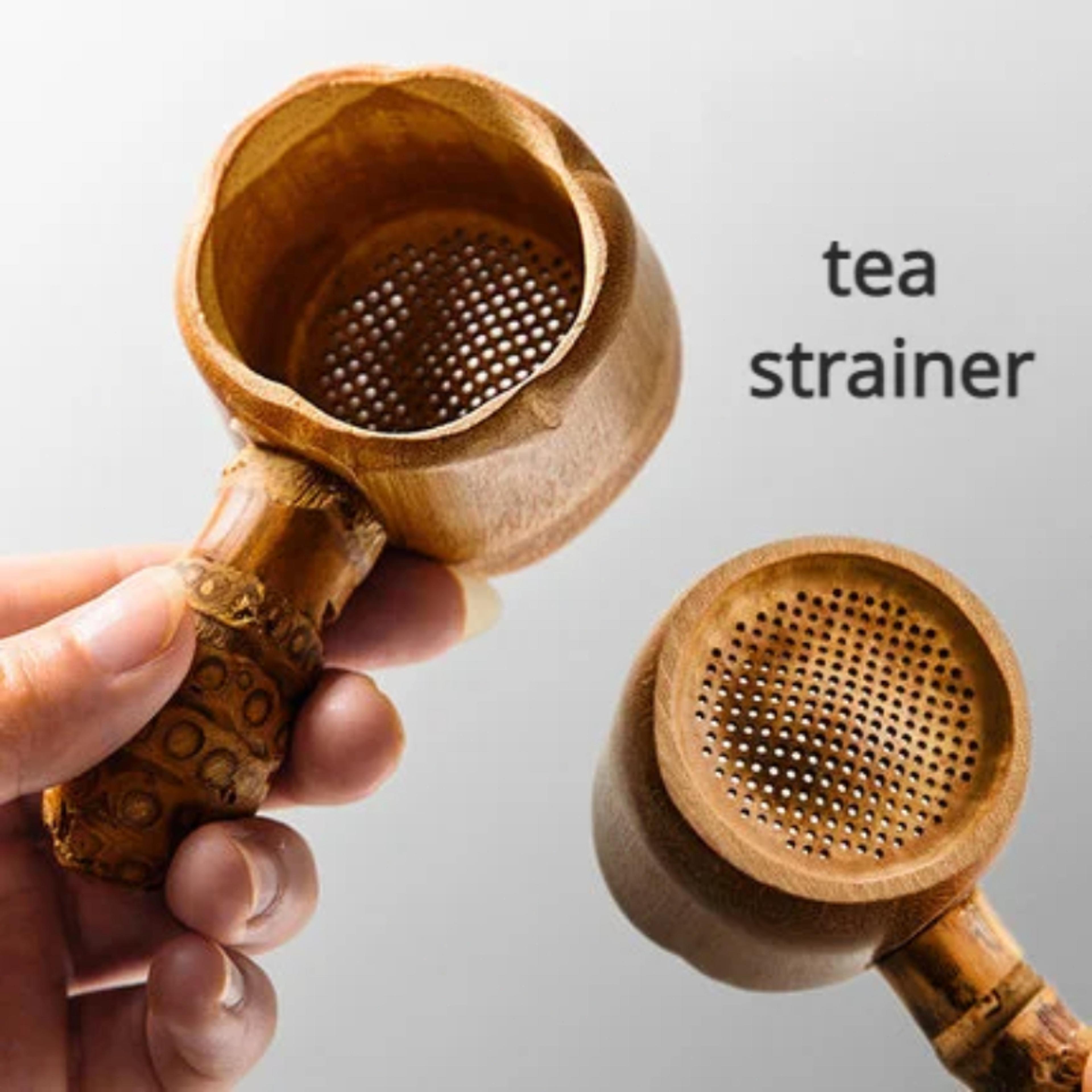 natural bamboo tea strainer infuser for loose leaf tea brewing