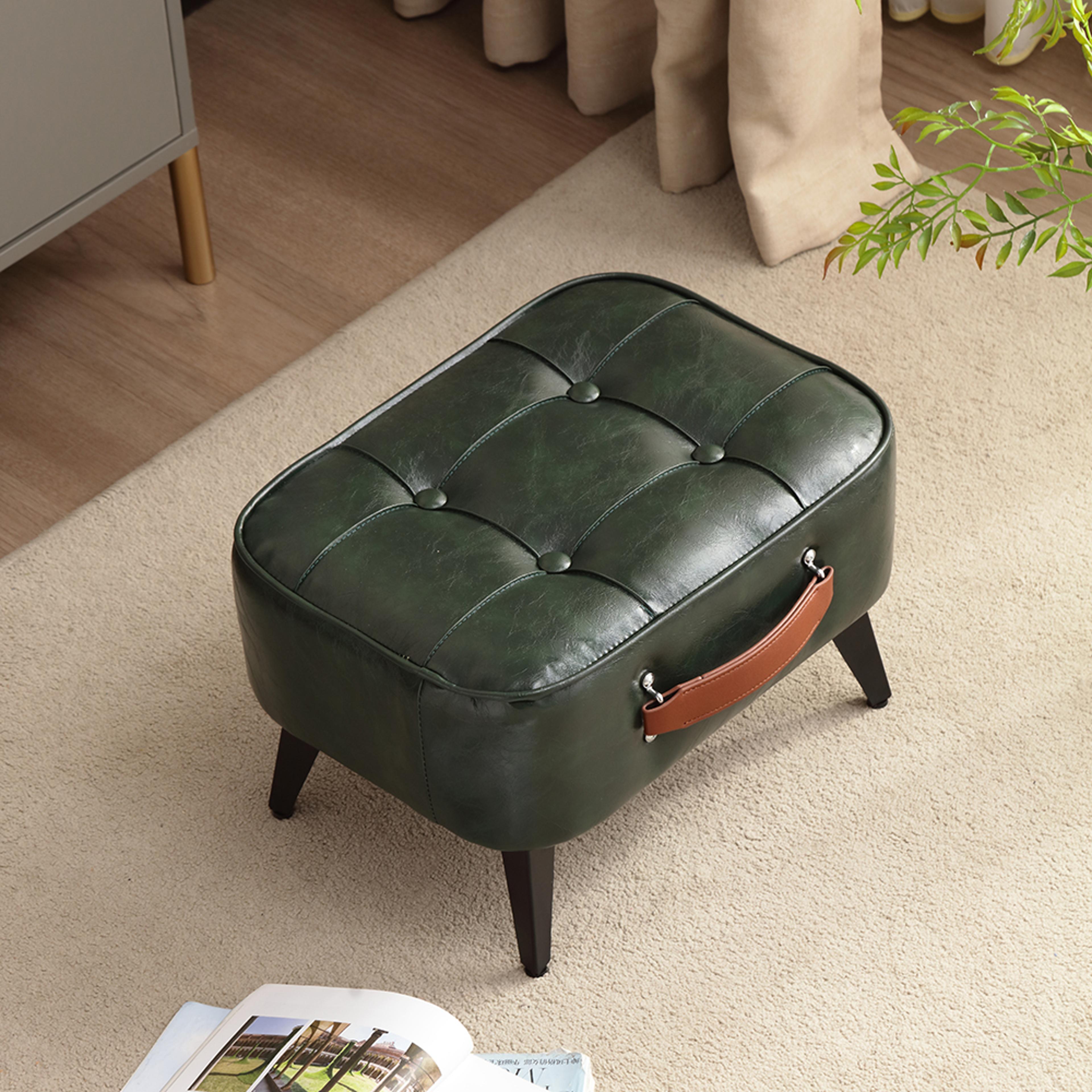 minimalist short stool soft seating shoe bench wood frame ottoman