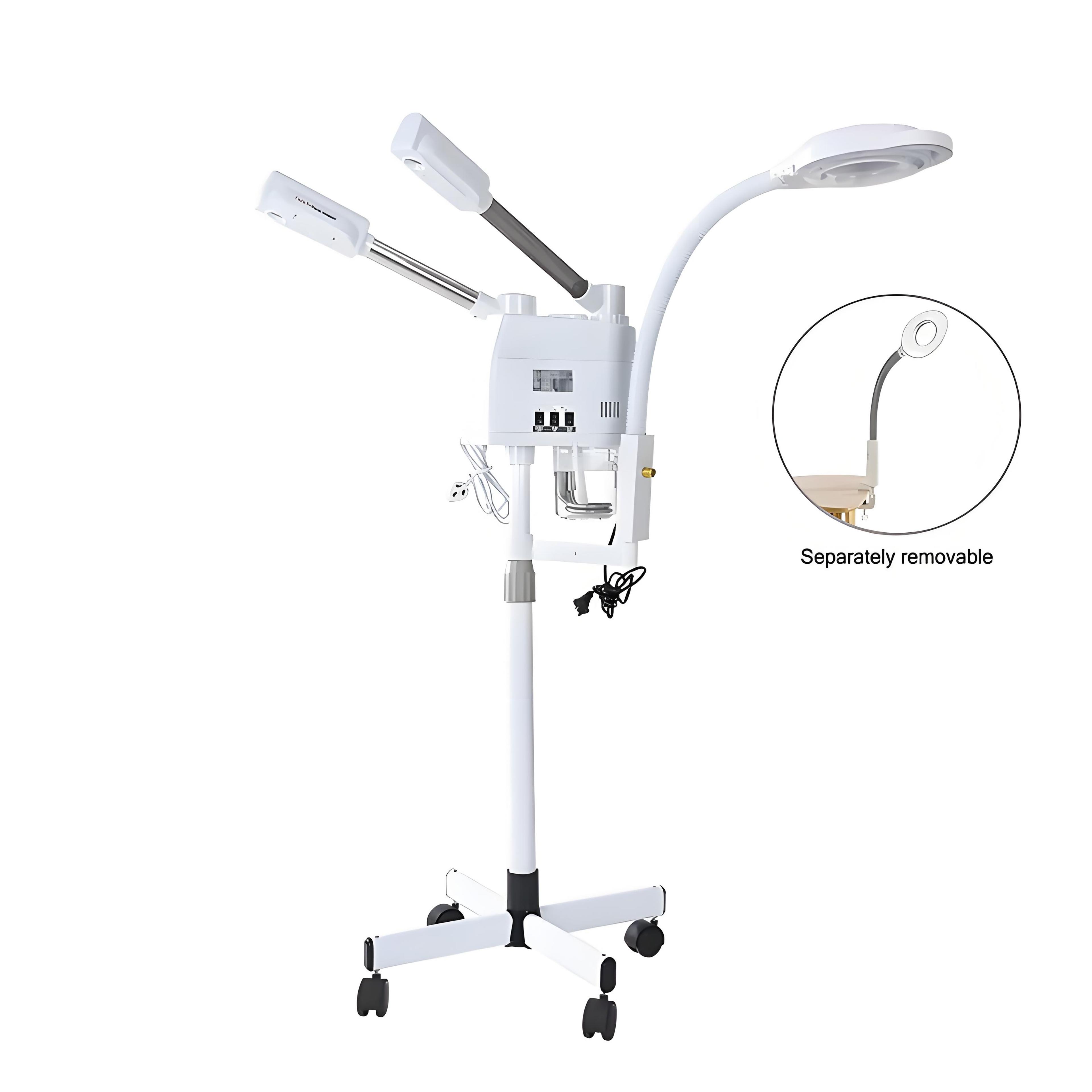 nano ionic facial steamer with hot cold steam and 8x led magnifying lamp