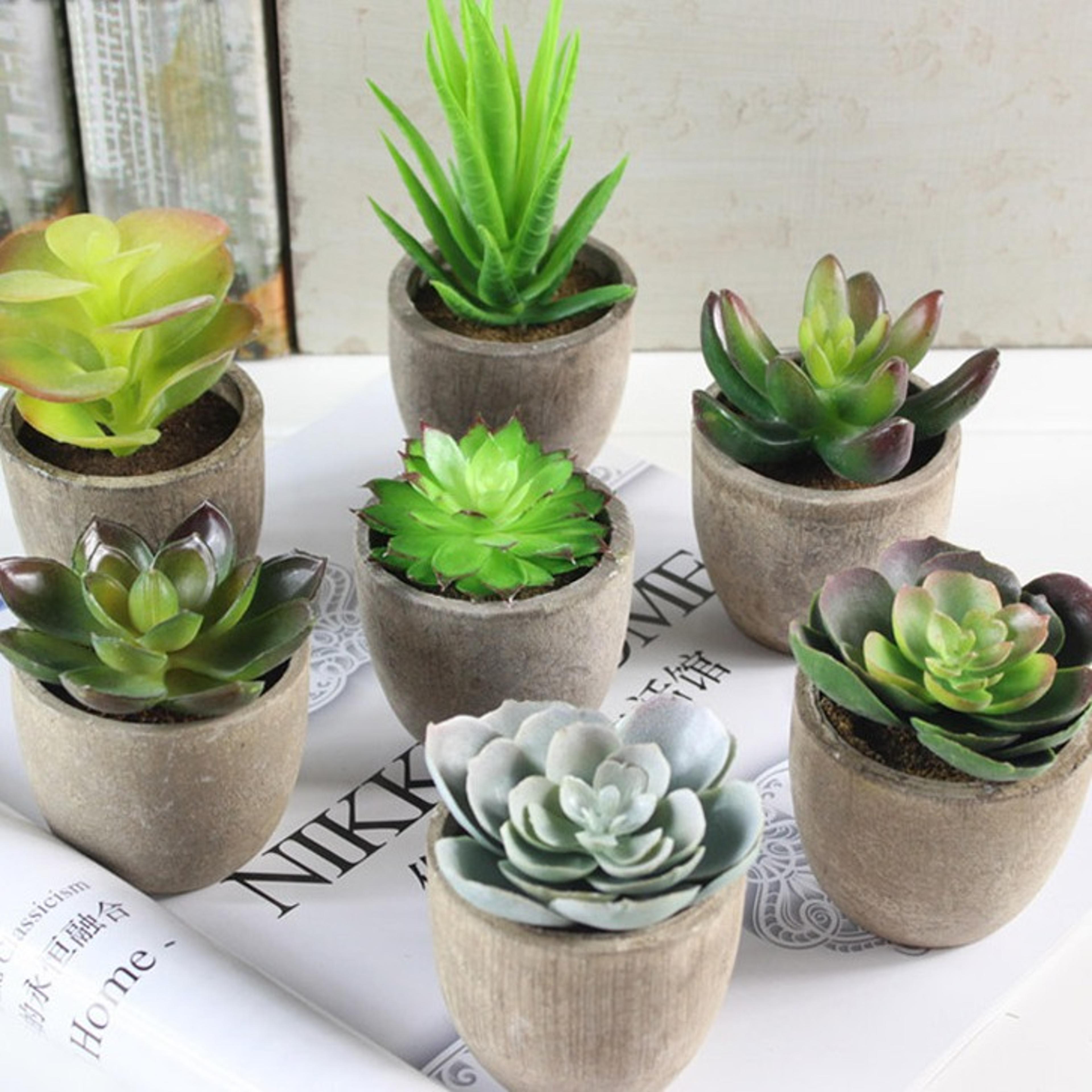 mini evergreen artificial succulent bonsai plant for desktop home garden decor