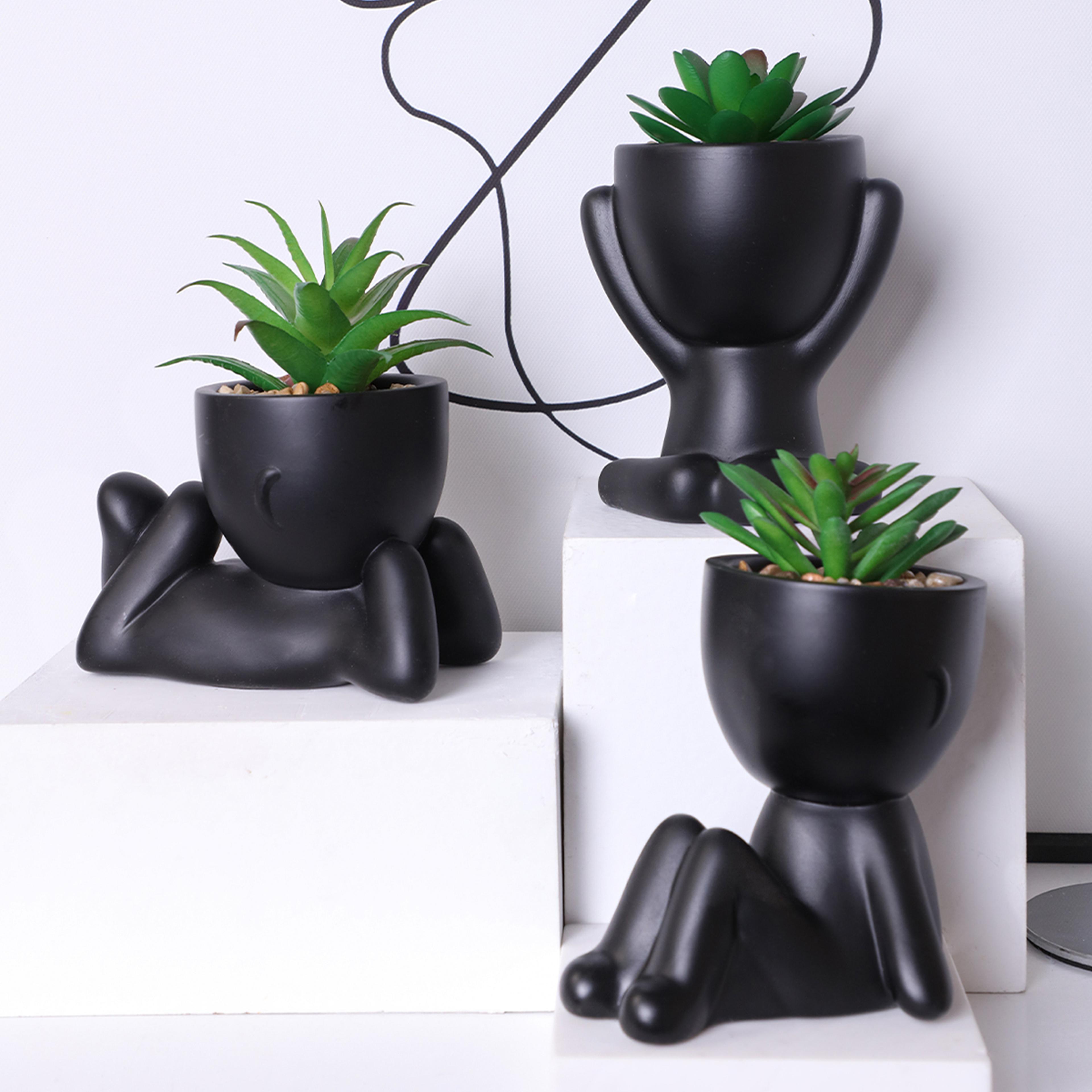 artificial aloe vera succulent plants three piece set black pe fake plants desktop decor