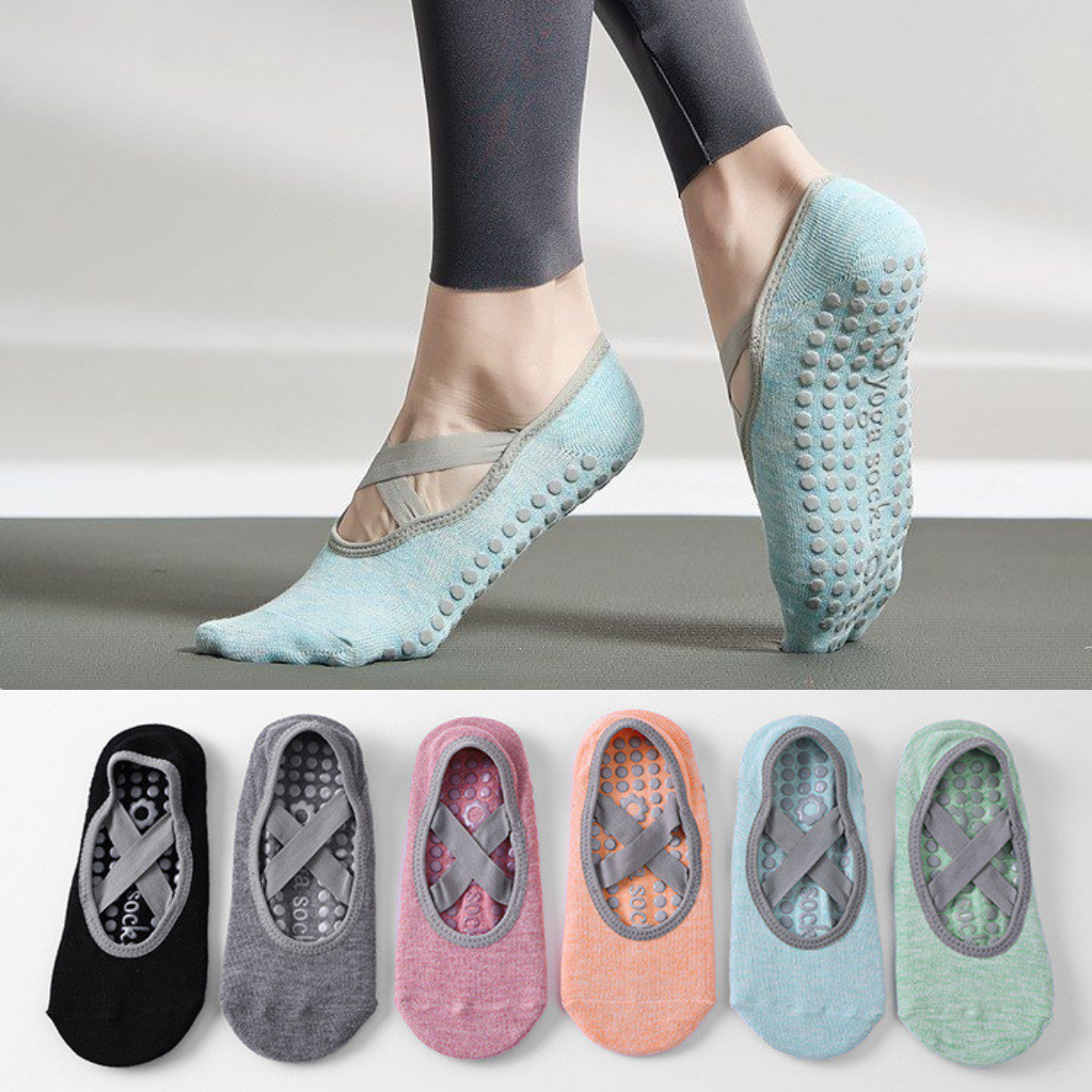 women yoga socks non slip silicone grip backless breathable cotton pilates ballet socks