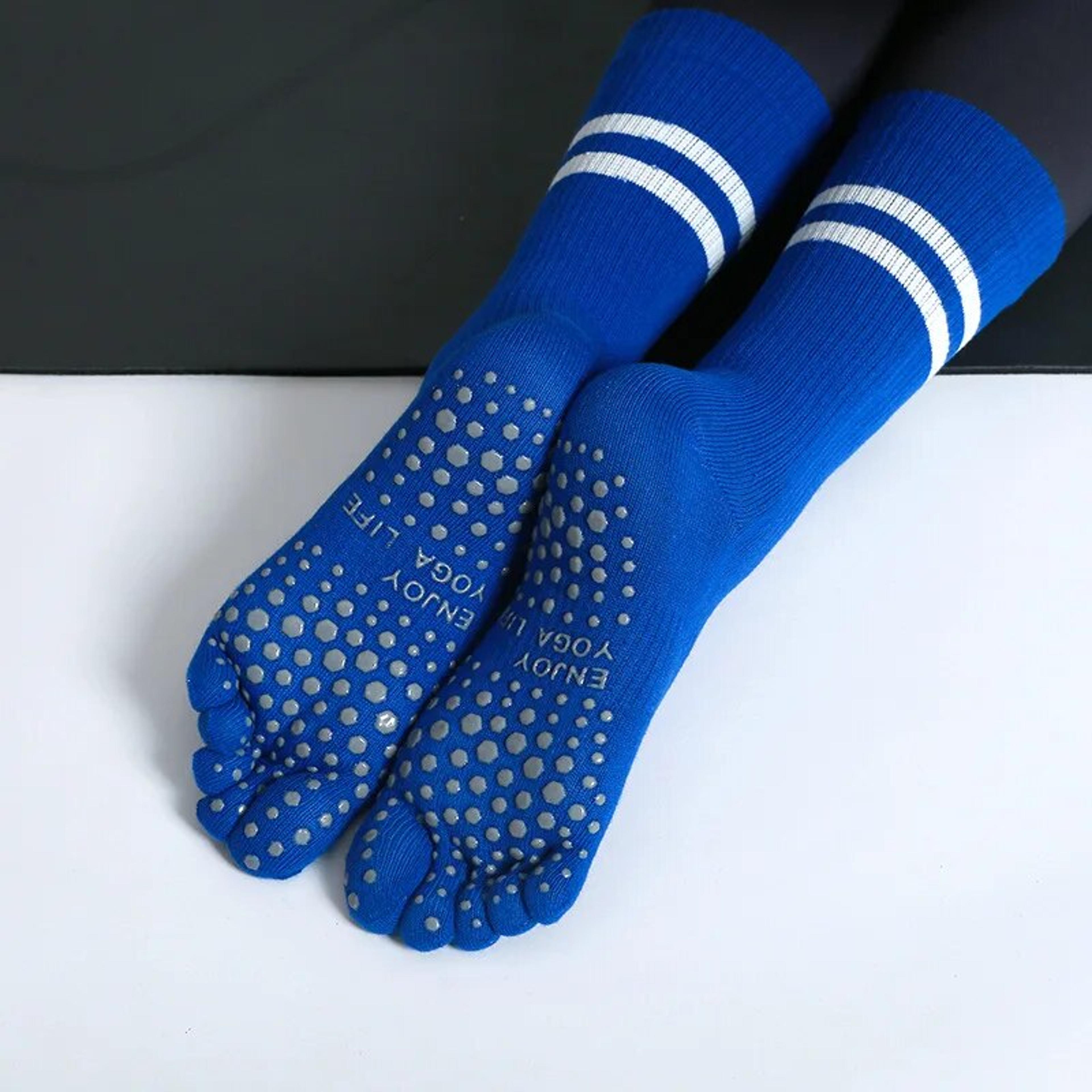 women five toe yoga socks breathable cotton non slip pilates dance socks