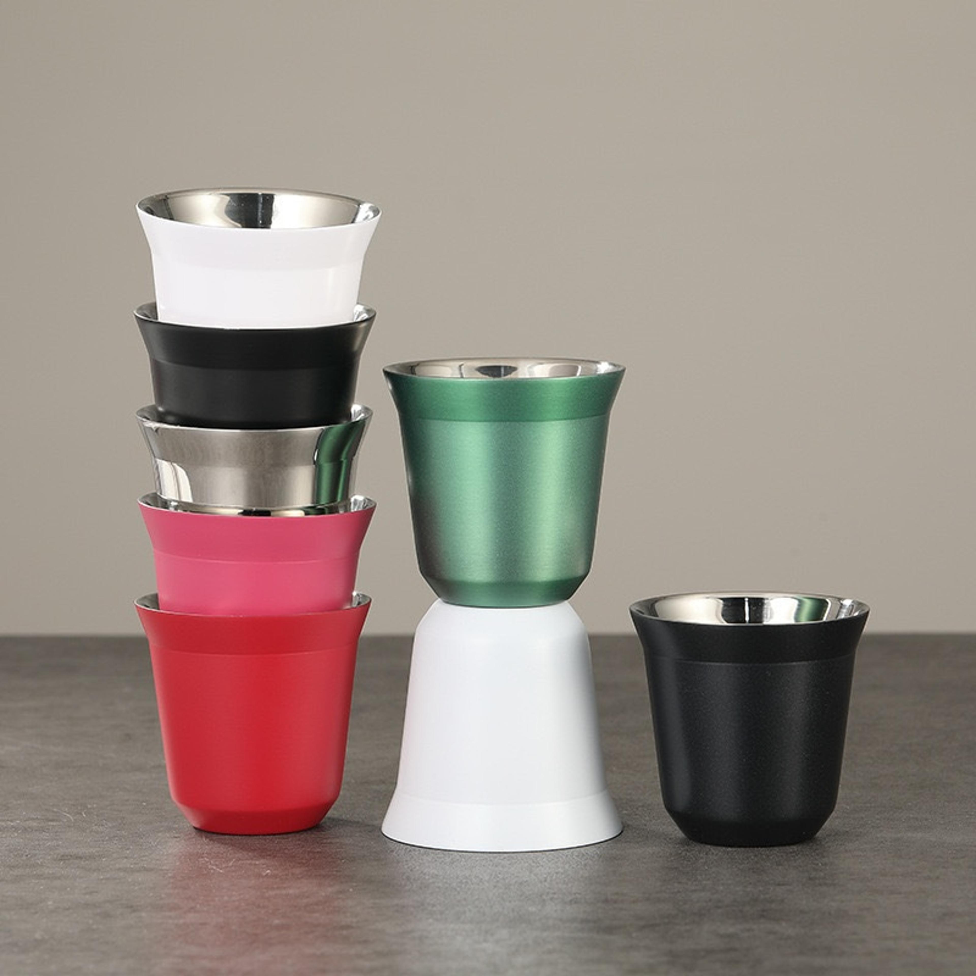 stainless steel double wall coffee cup 80ml capsule water cup with lidless simple design