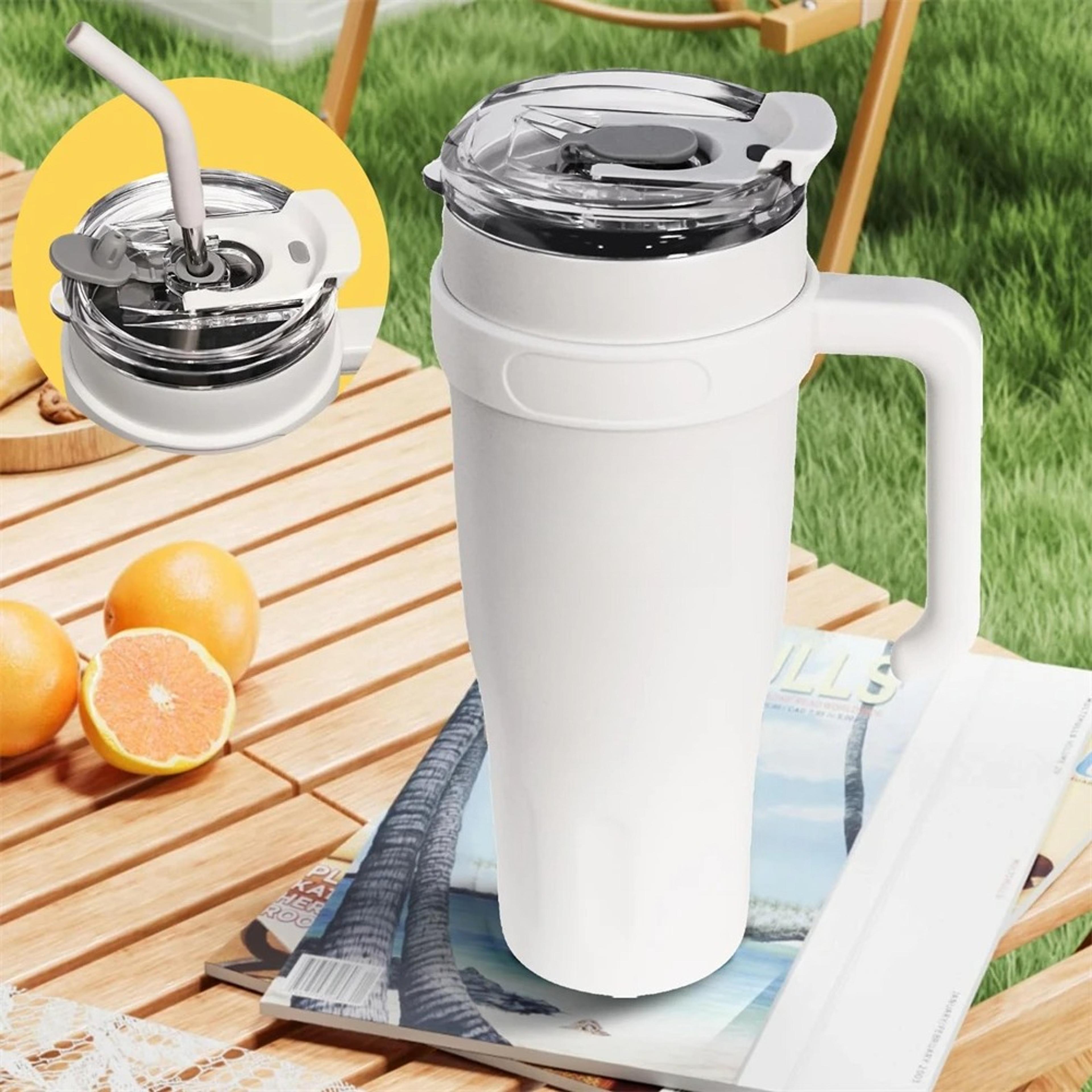 stainless steel ice tumbler with handle and straw insulated vacuum cup