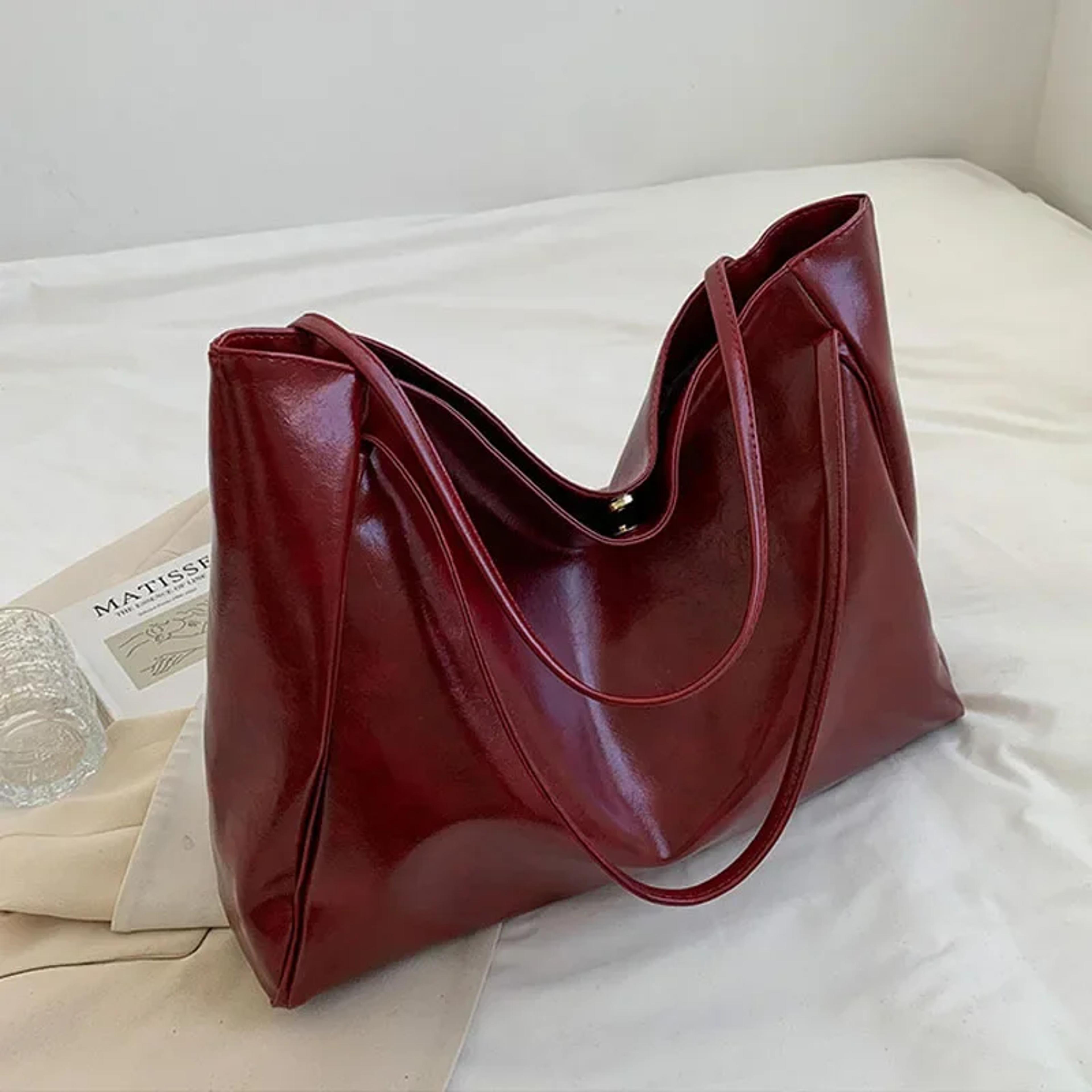 women large capacity pu leather shoulder tote bag with adjustable crossbody strap