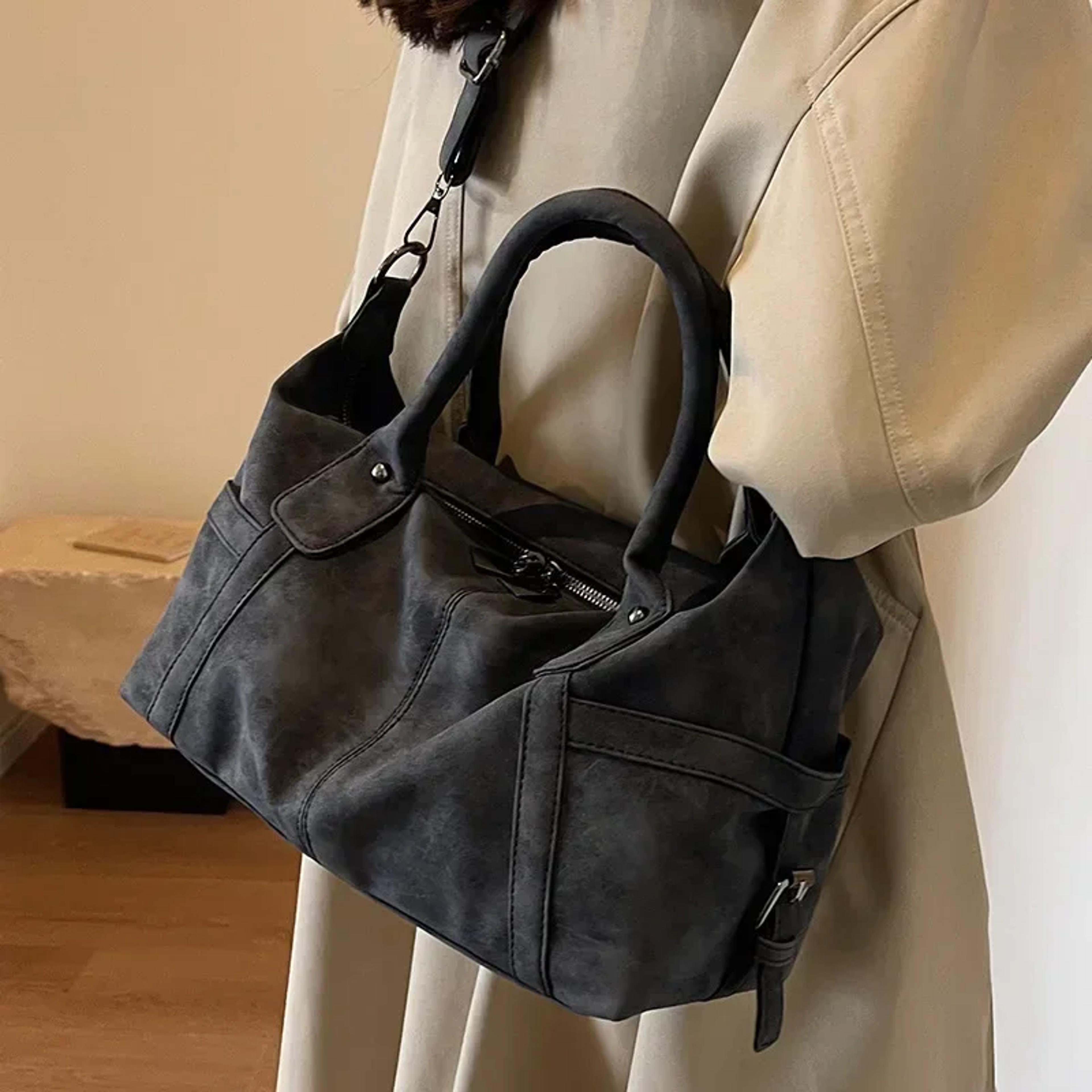 retro shoulder bag for women high capacity half moon handbag with adjustable strap