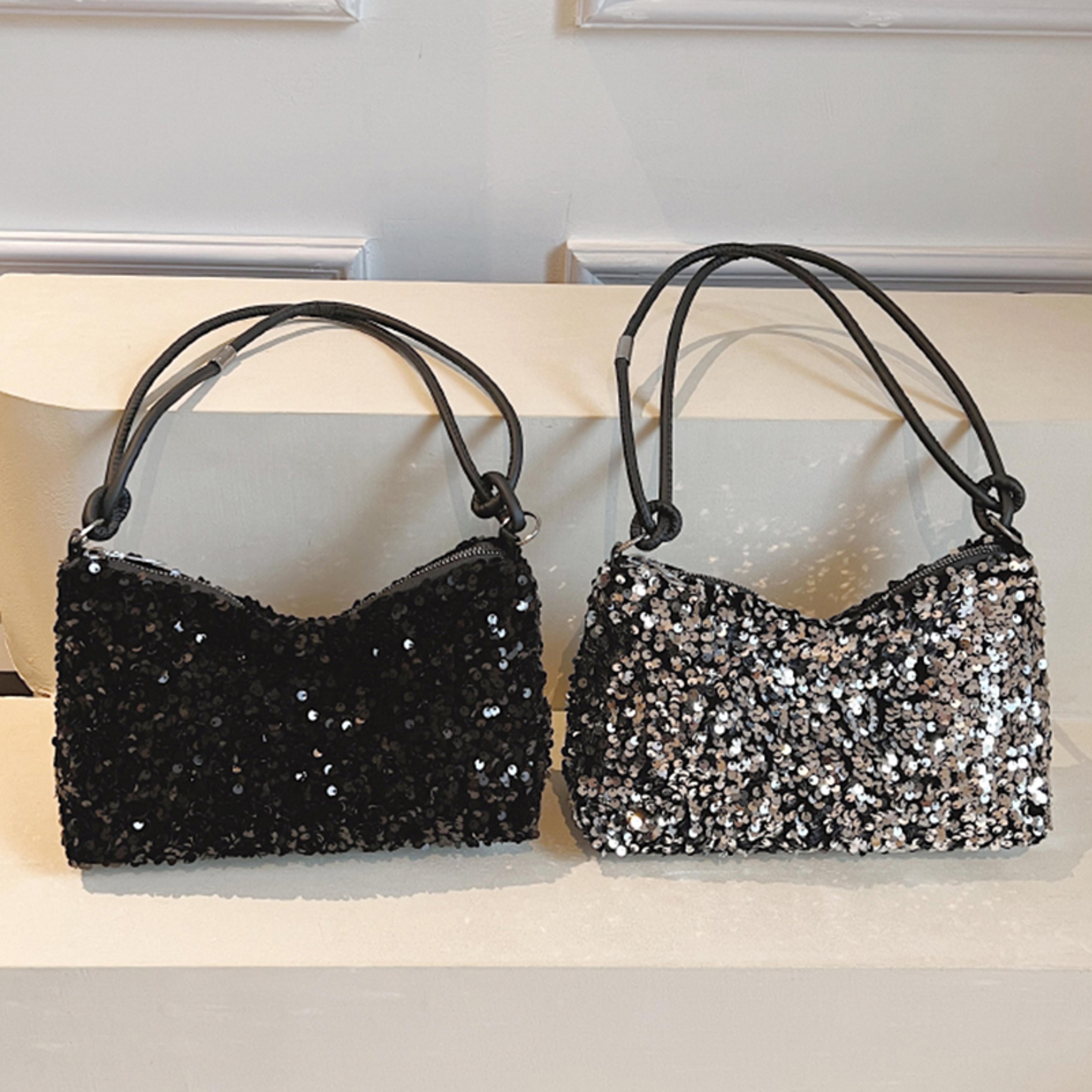 sequined shoulder handbag for women korean style nylon small tote bag