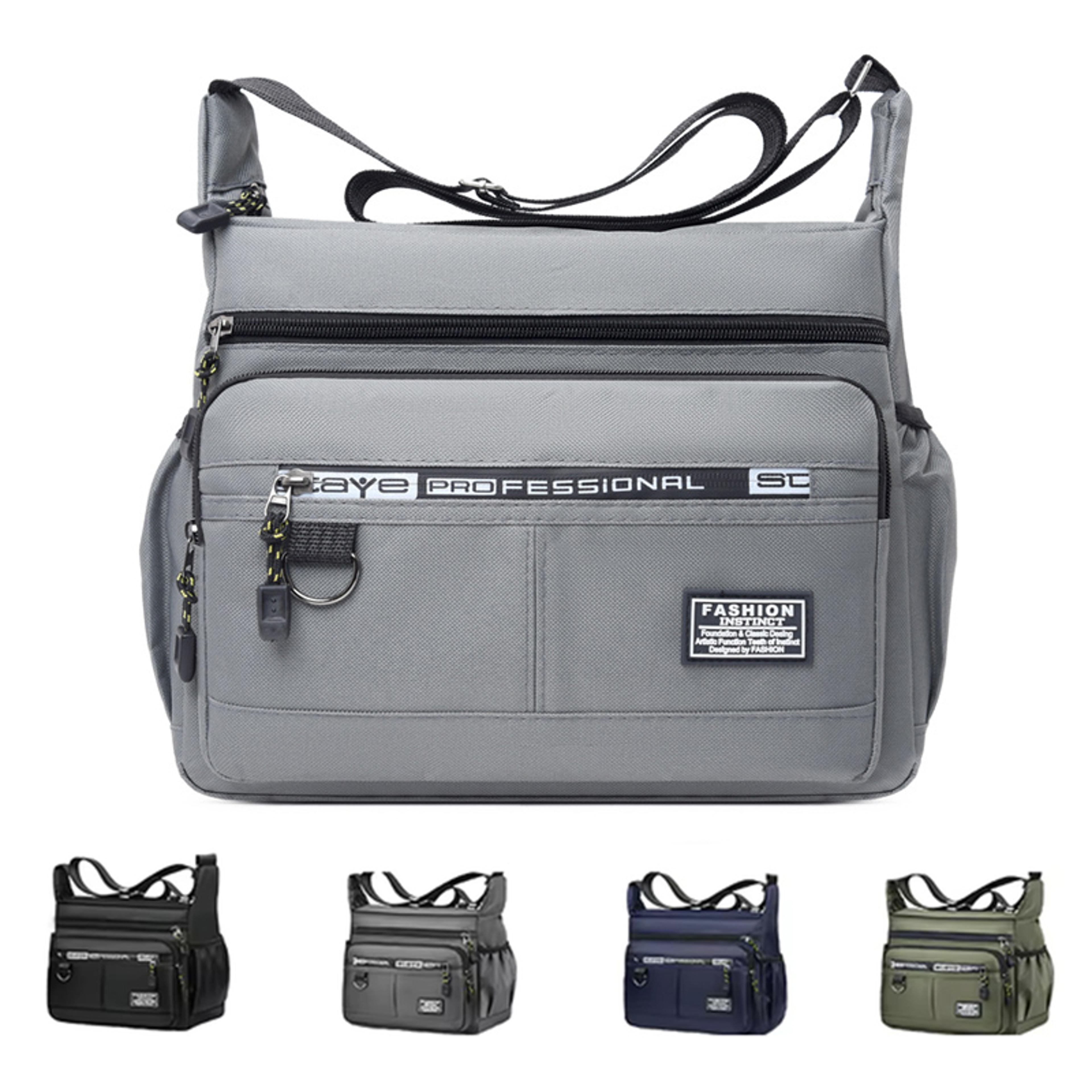 mens crossbody bag waterproof polyester multi pocket shoulder bag with adjustable strap