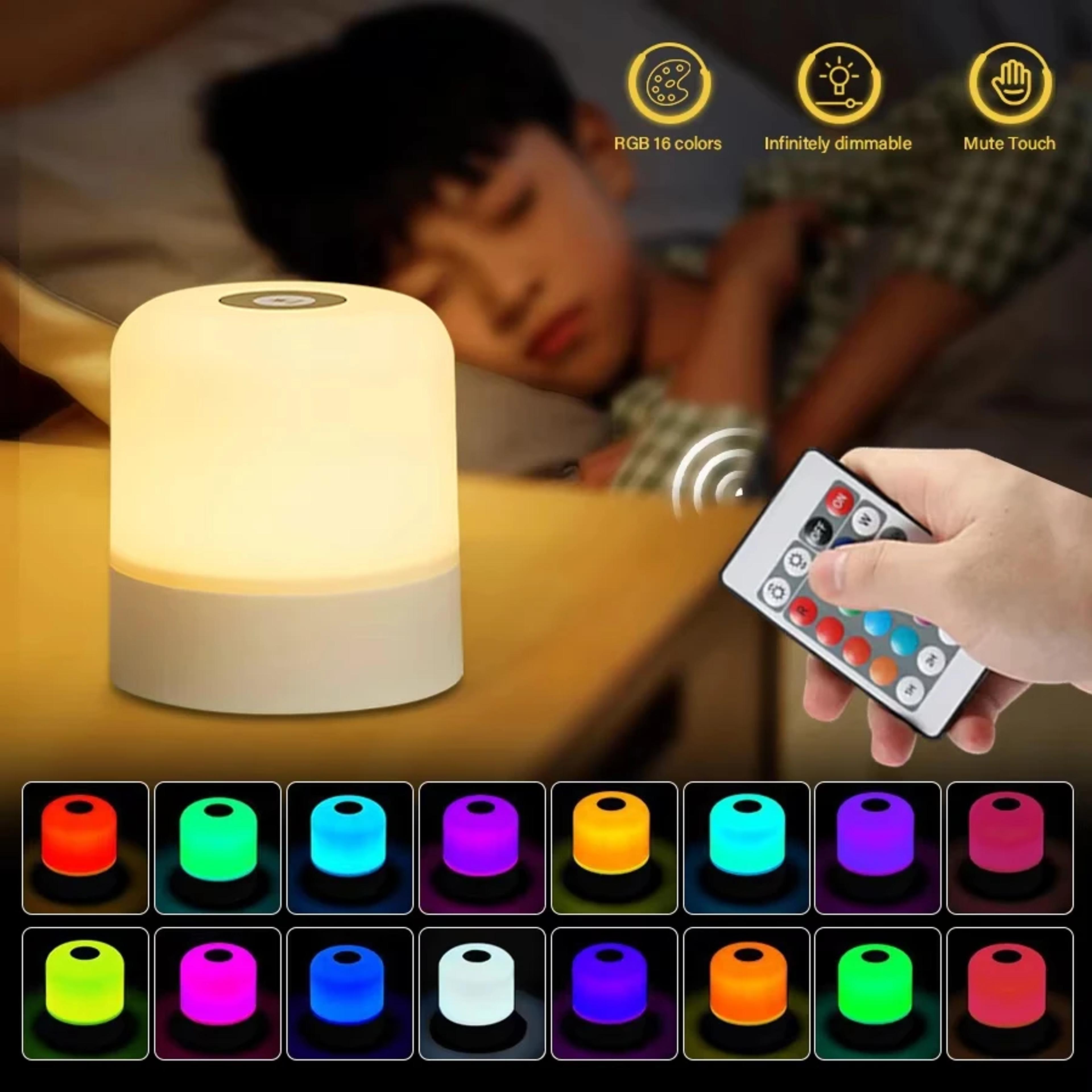 led table lamp touch and remote control dimmable rechargeable night light
