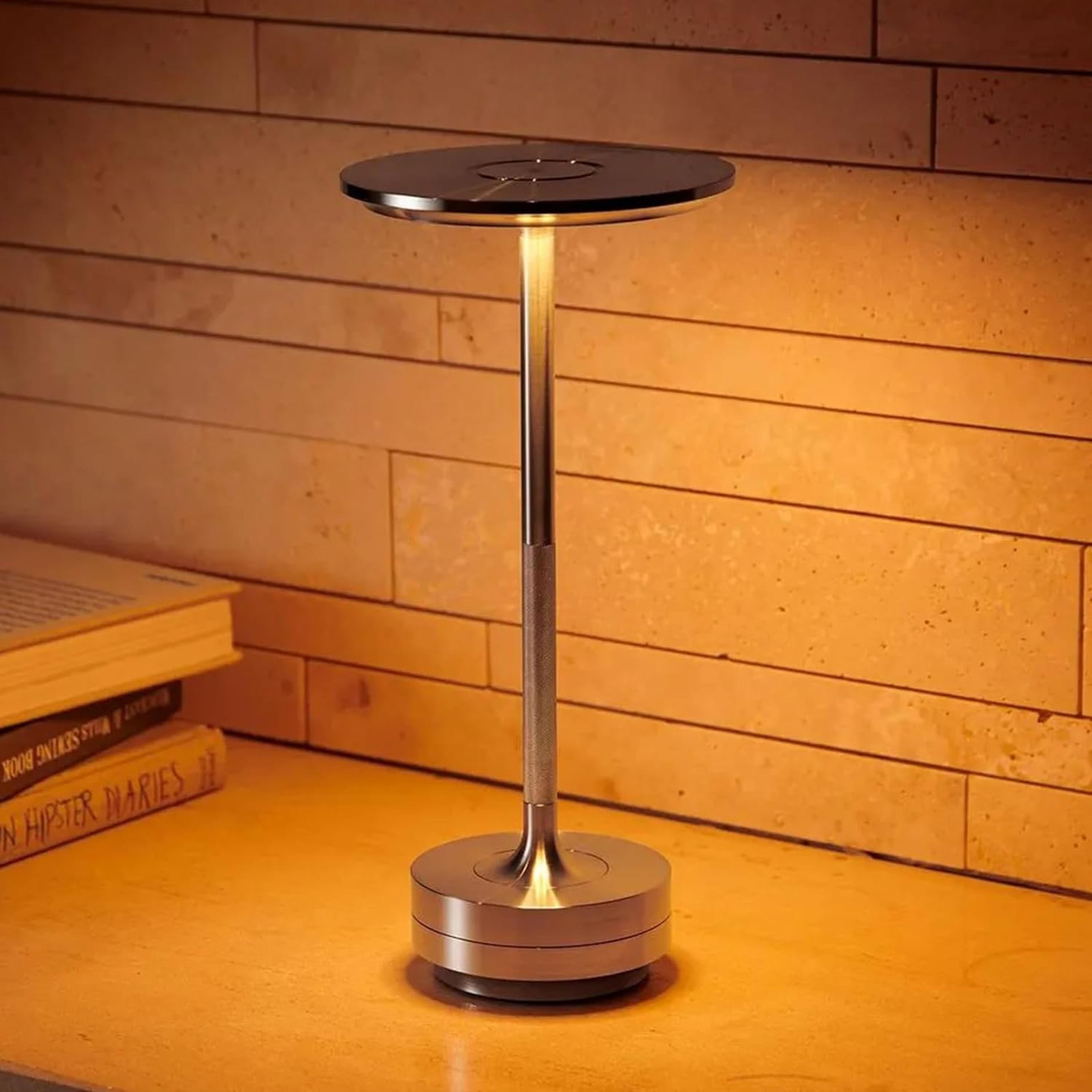 rechargeable led touch table lamp with dimmable light and aluminum body