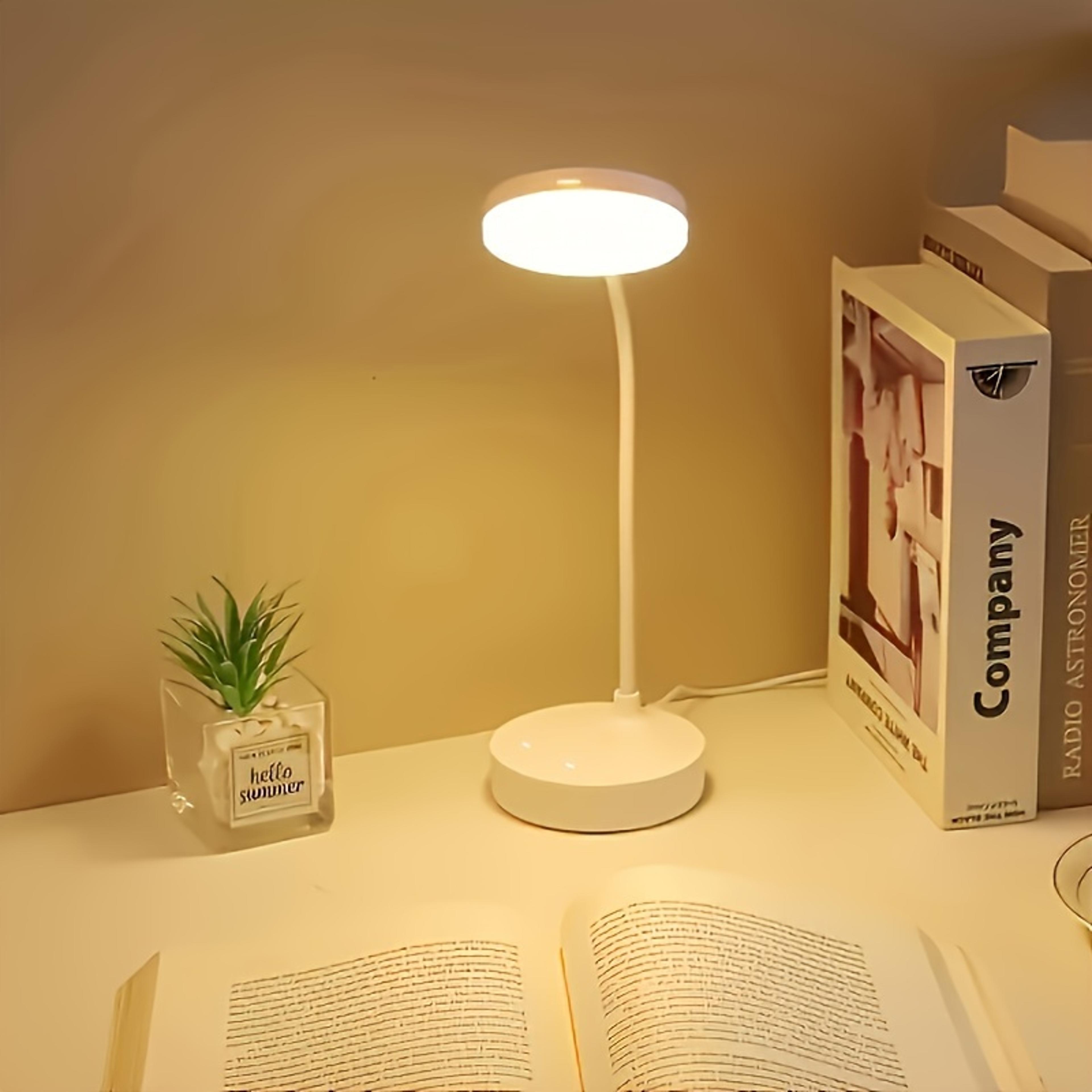 led touch desk lamp with three level dimming and usb rechargeable design