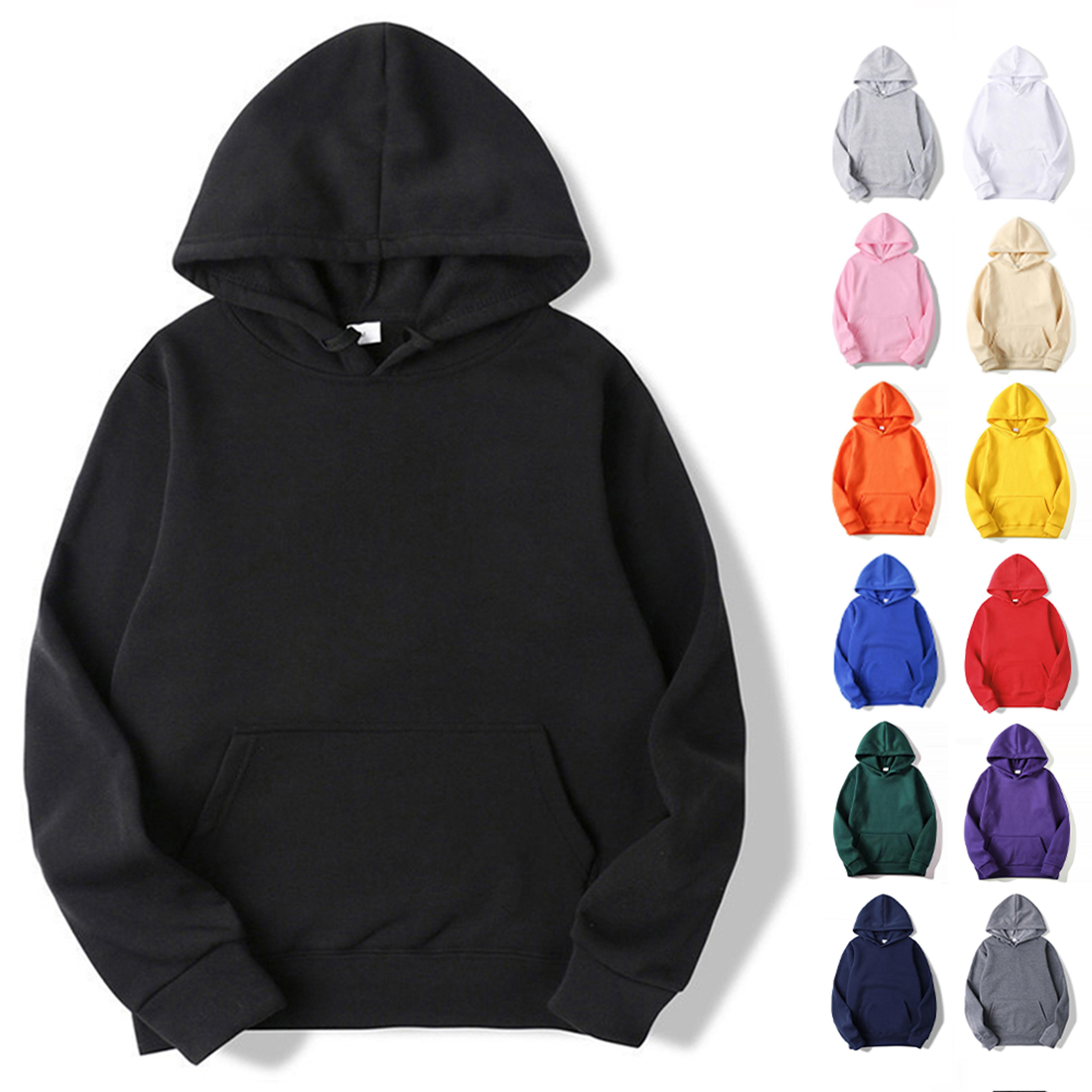 unisex plain pullover fleece hoodie soft casual sweatshirt
