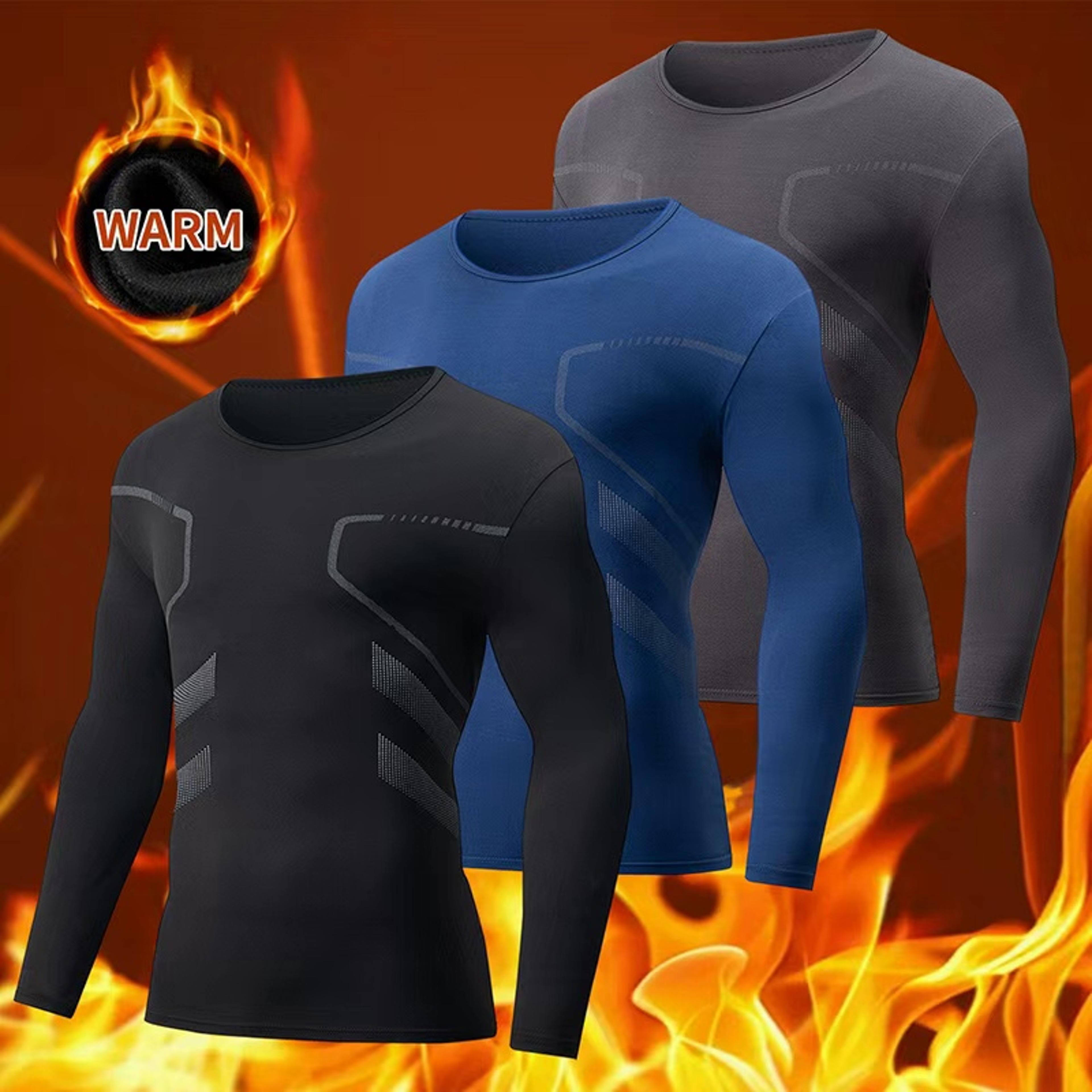 men thermal underwear set printed knit long sleeve shirt top base layer base shirt