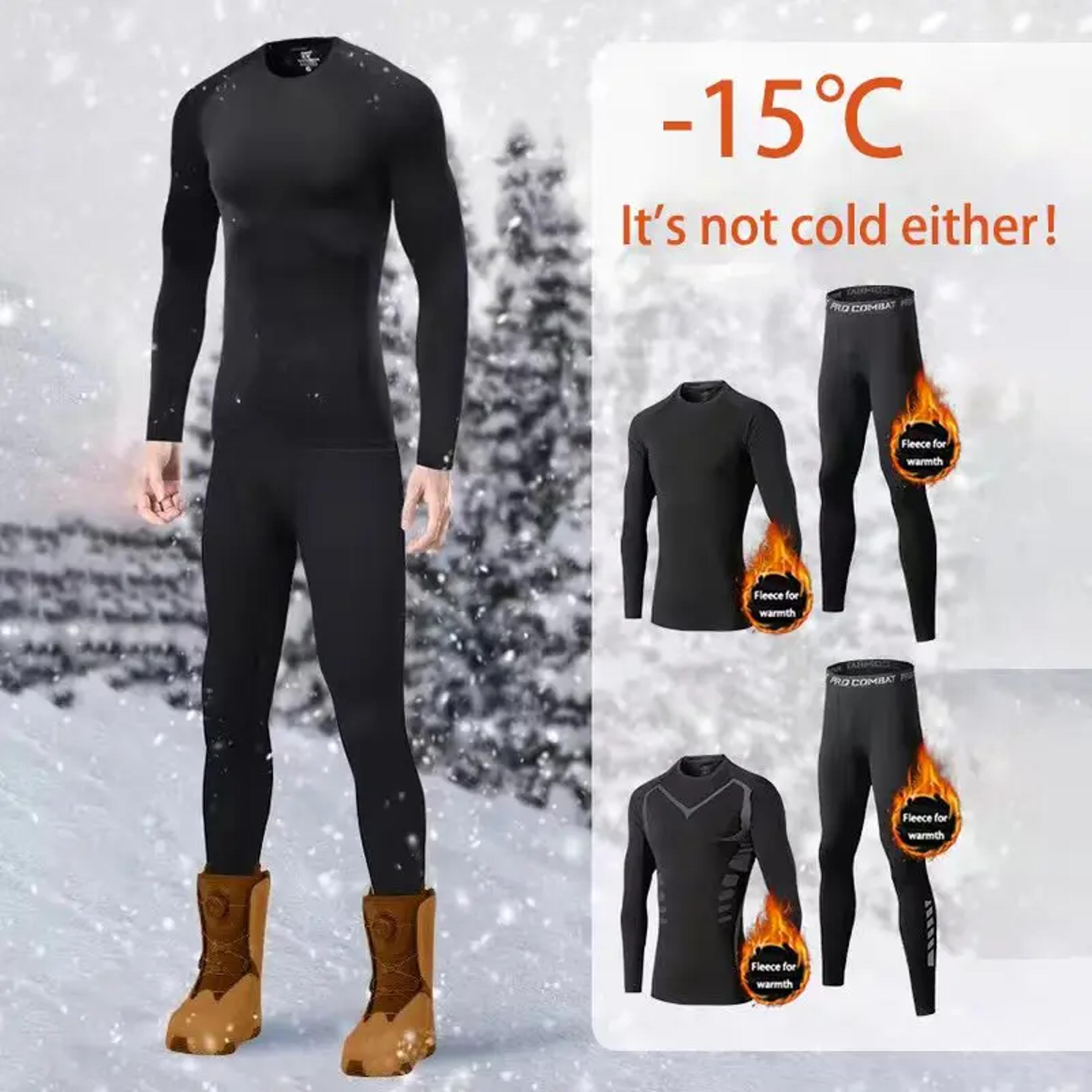 men thermal underwear set elastic breathable knit long johns base layer