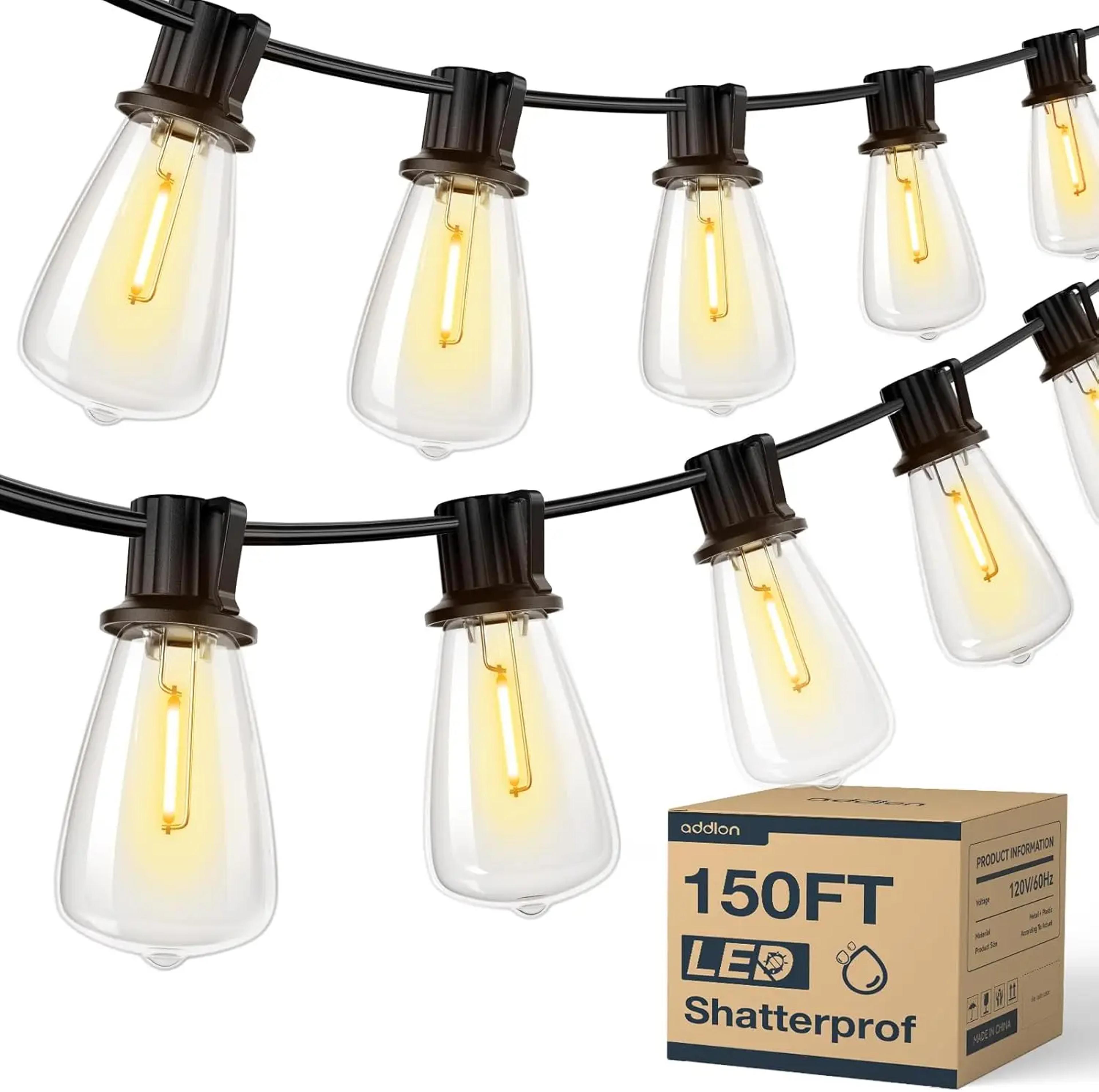 led outdoor string lights with replaceable bulbs waterproof dimmable patio lighting
