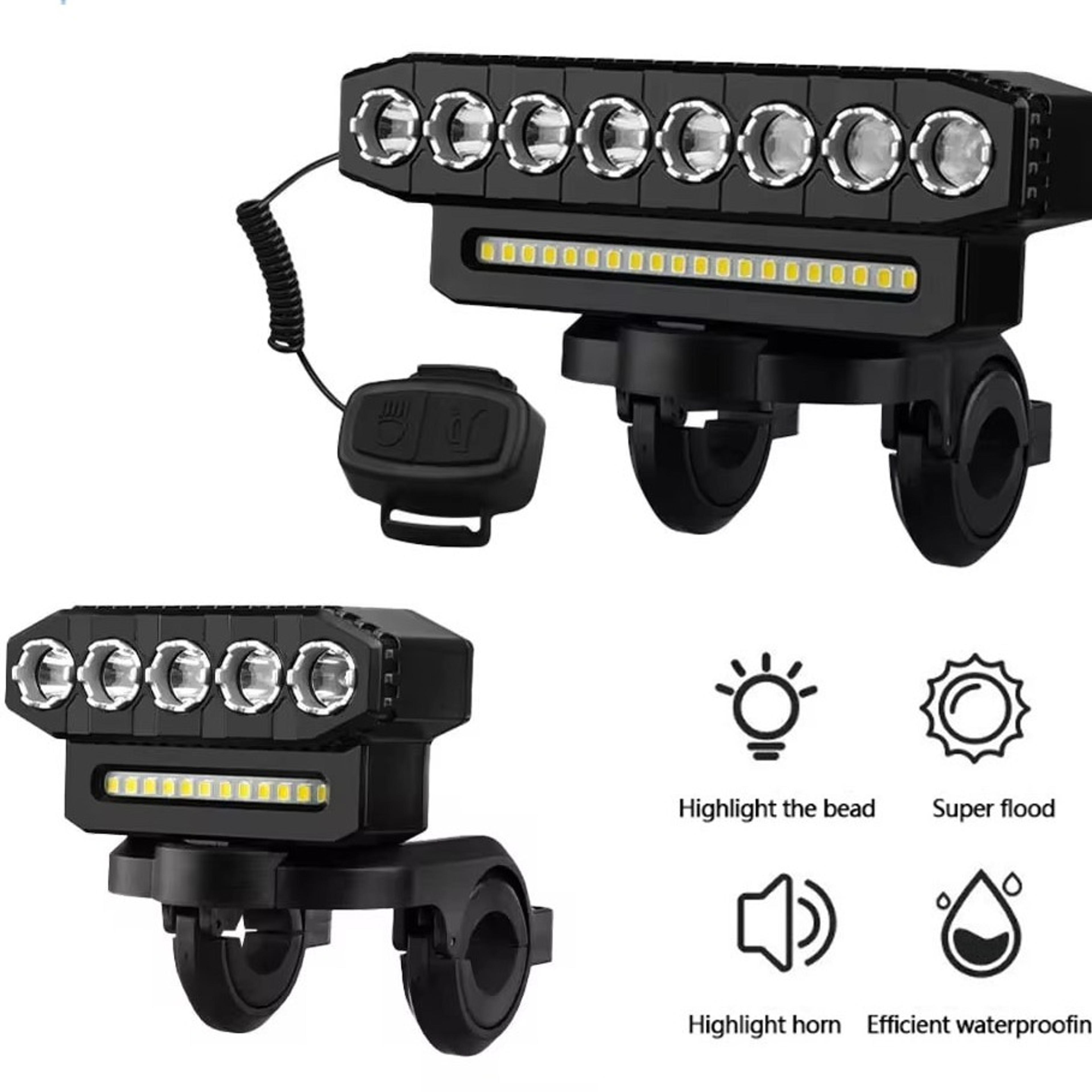 usb rechargeable bike headlight with horn and six lighting modes