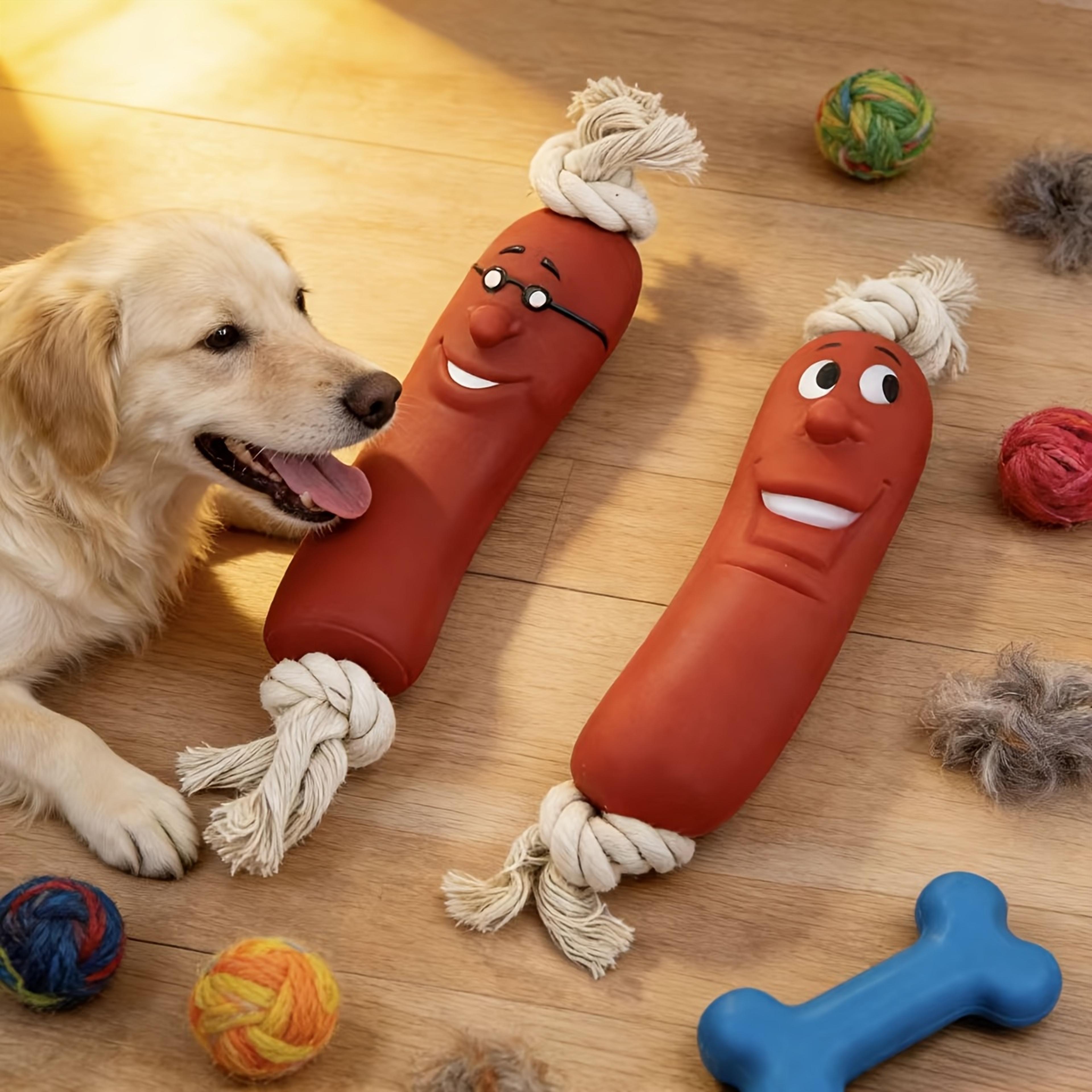 vinyl dog sausage chew toy bite resistant interactive teething toy