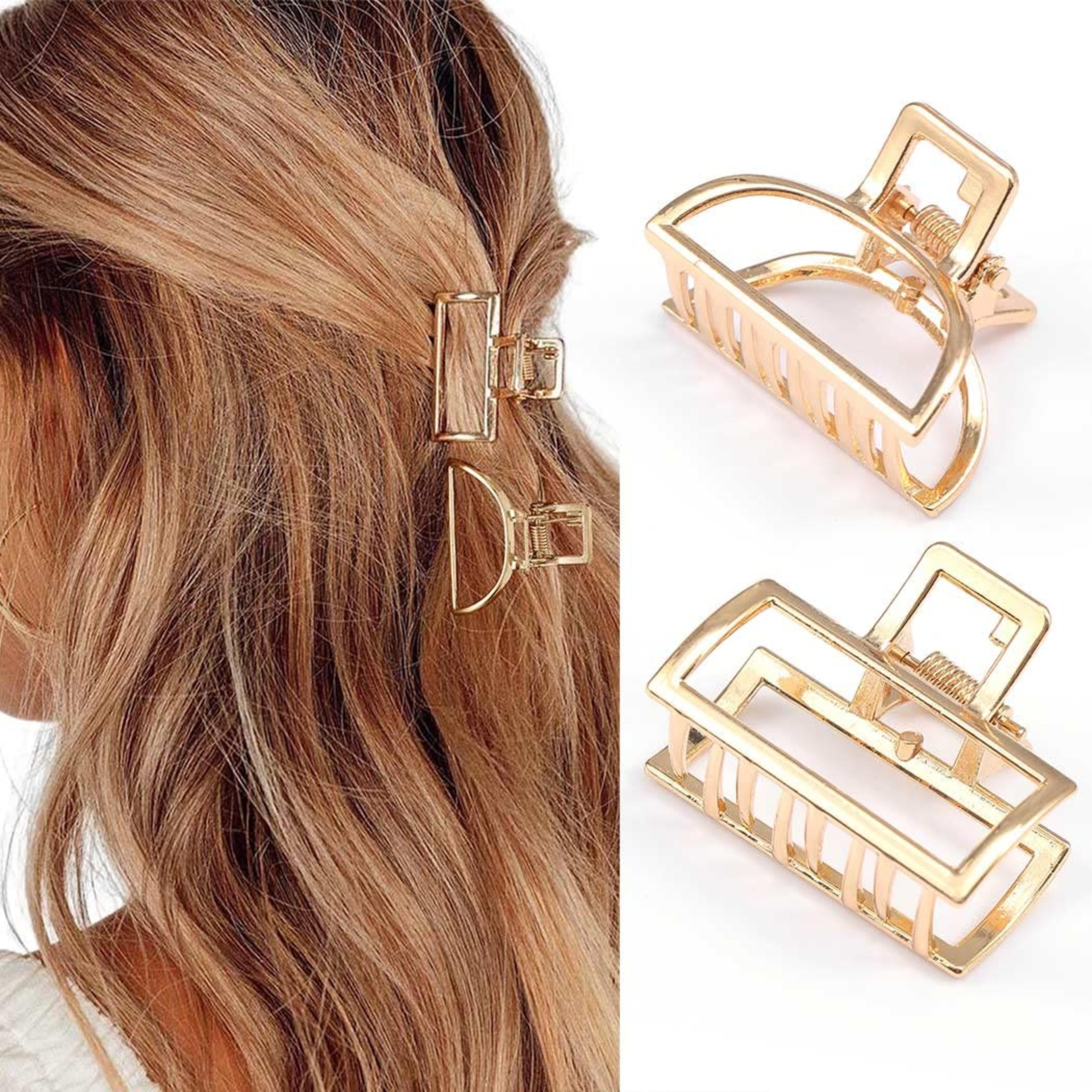 two piece mini gold alloy hair claw clips for women