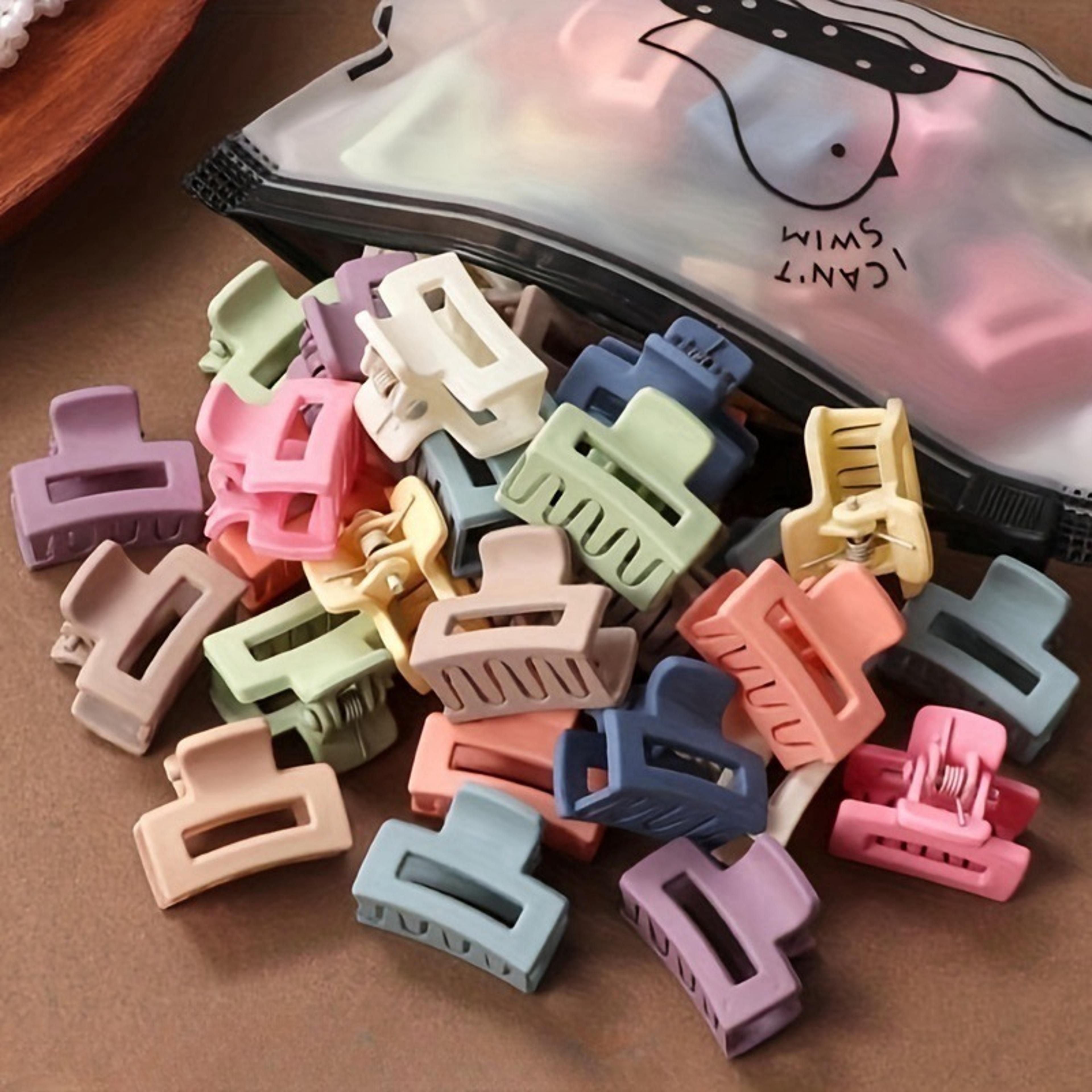 matte rectangle hair claw clips with geometric design