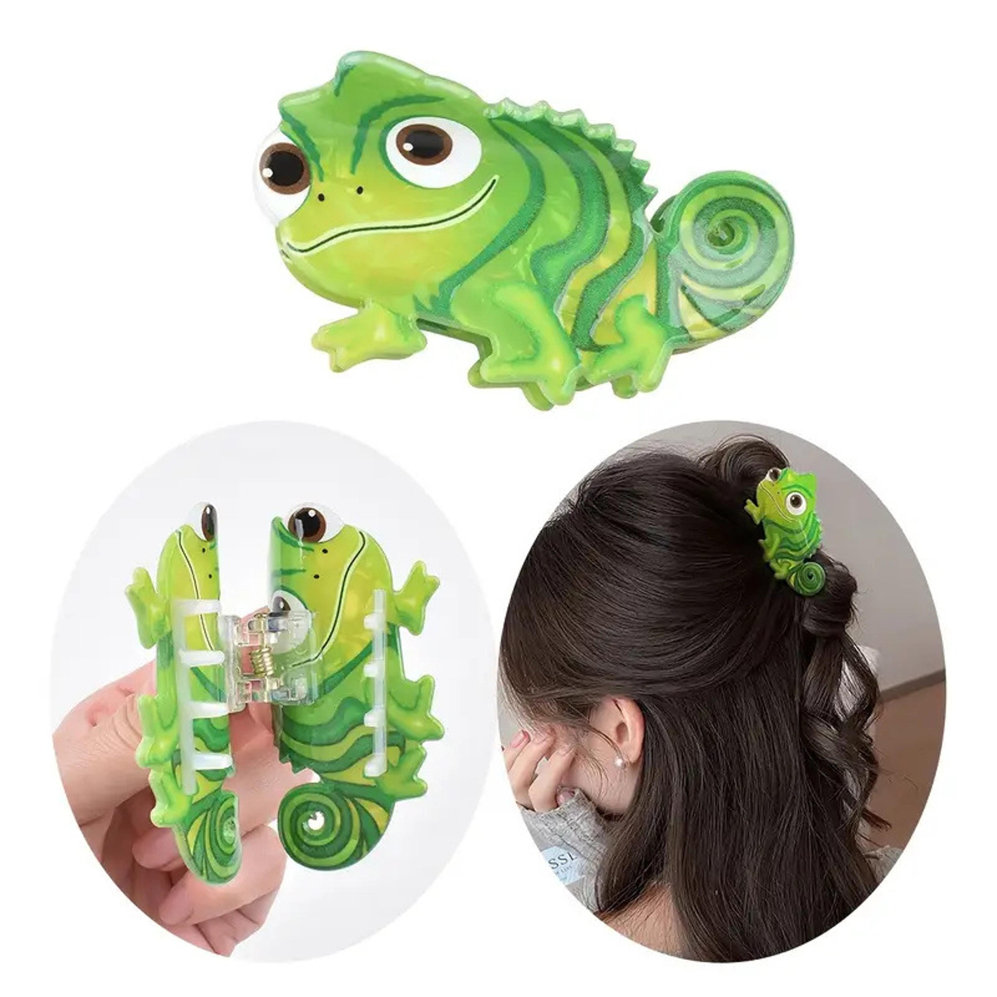 green lizard hair claw clip with non-slip acetate design