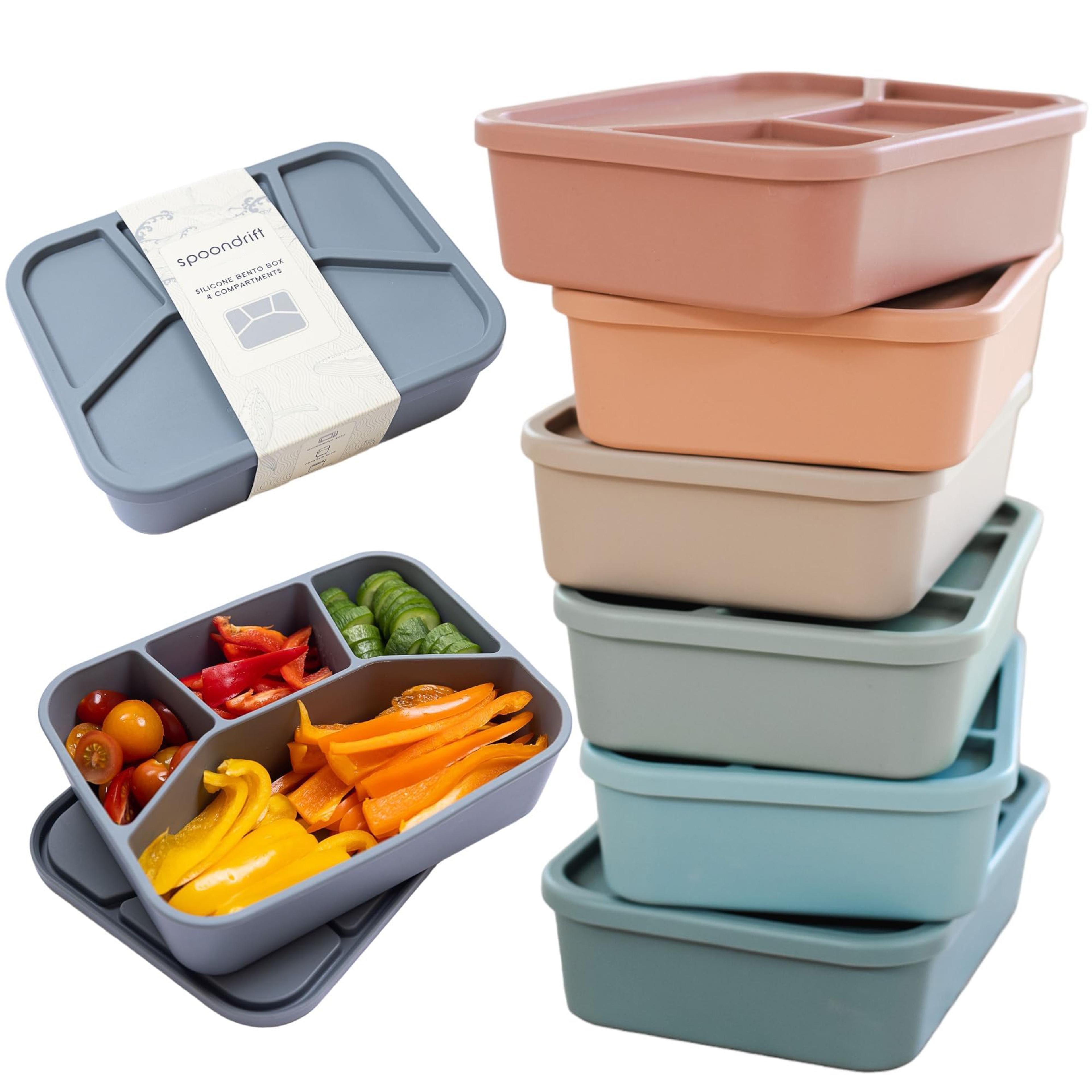 four compartment silicone bento box leakproof microwavable lunch container