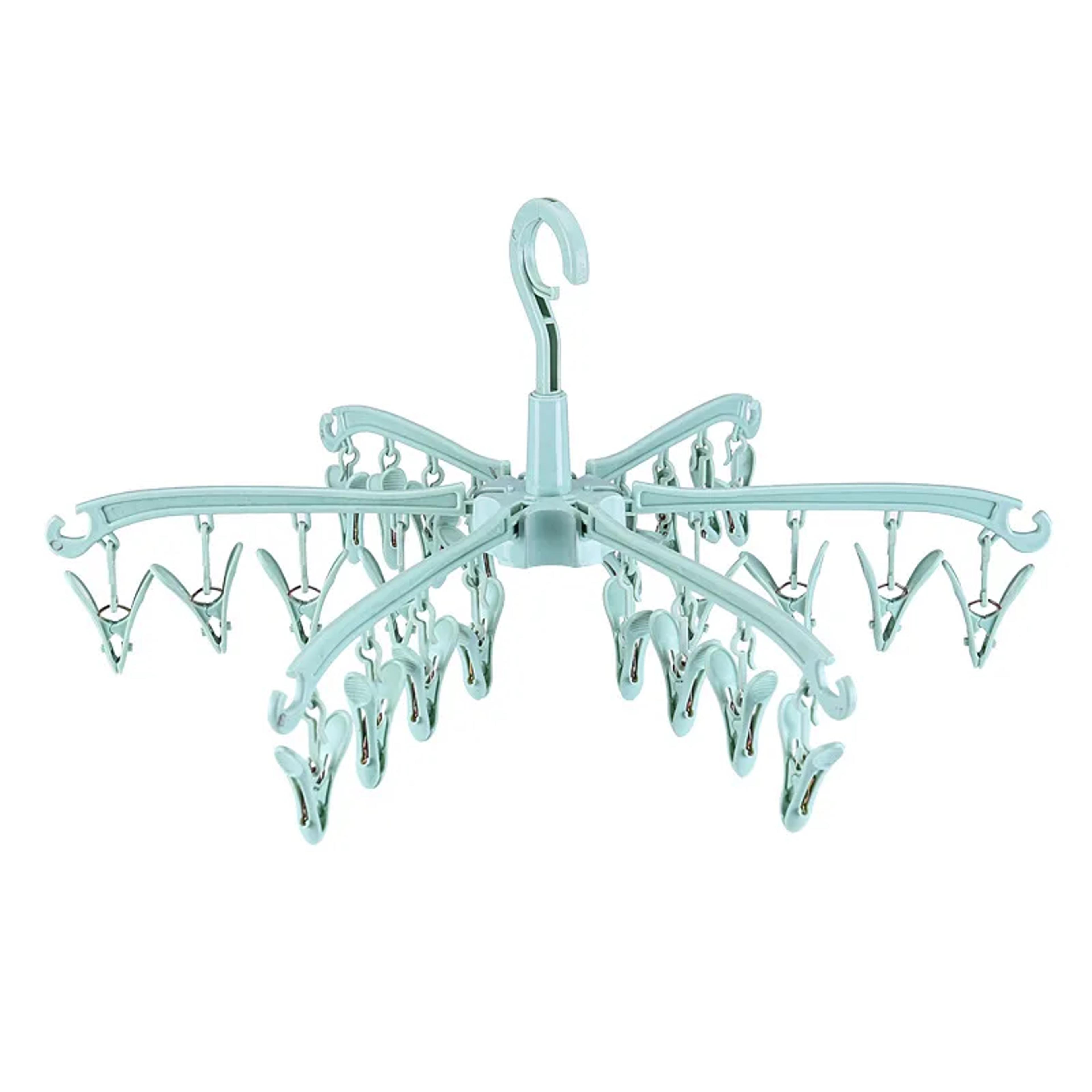 folding laundry drying rack with rotatable extendable hanger