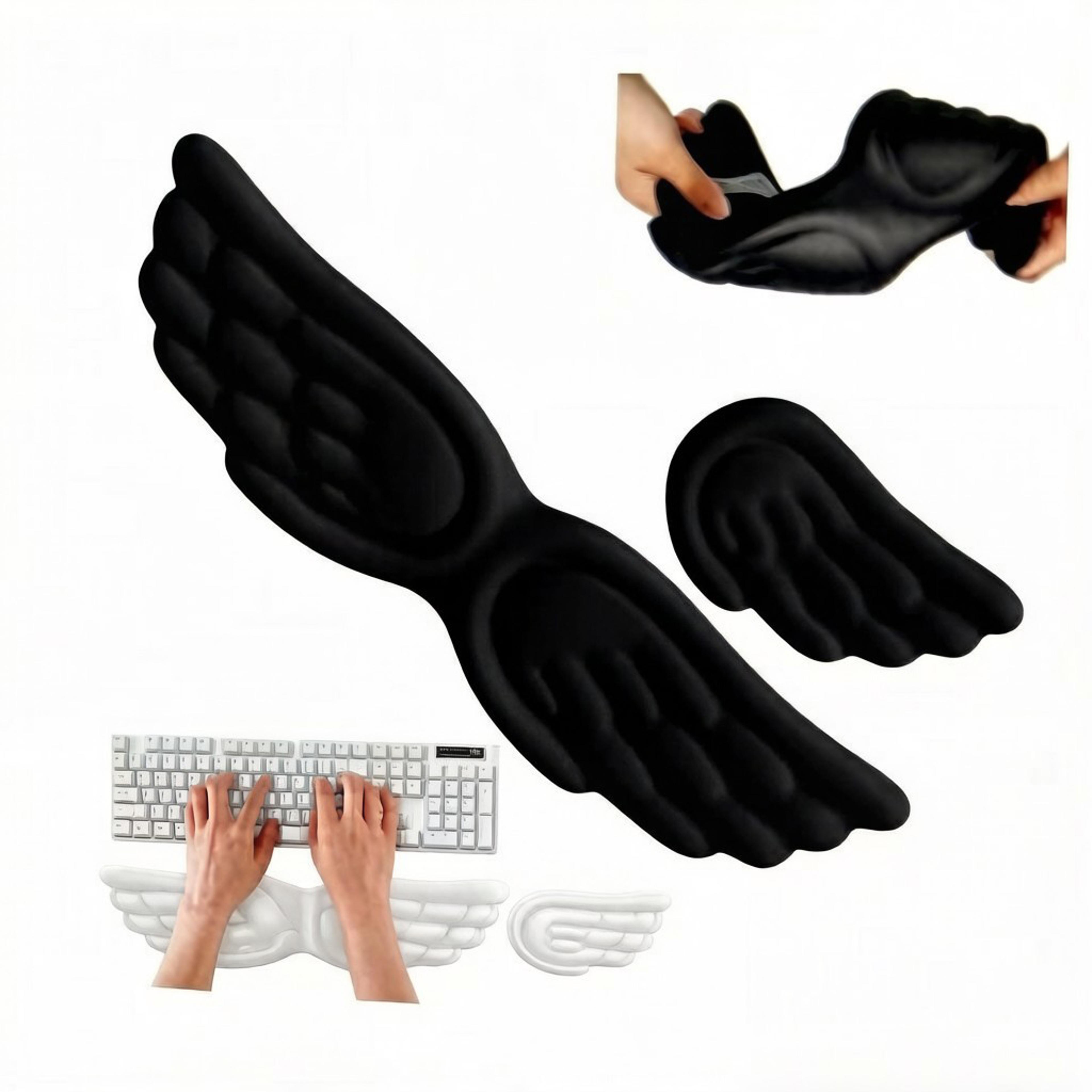 angel wing wrist rest set with silicone keyboard and mouse hand support