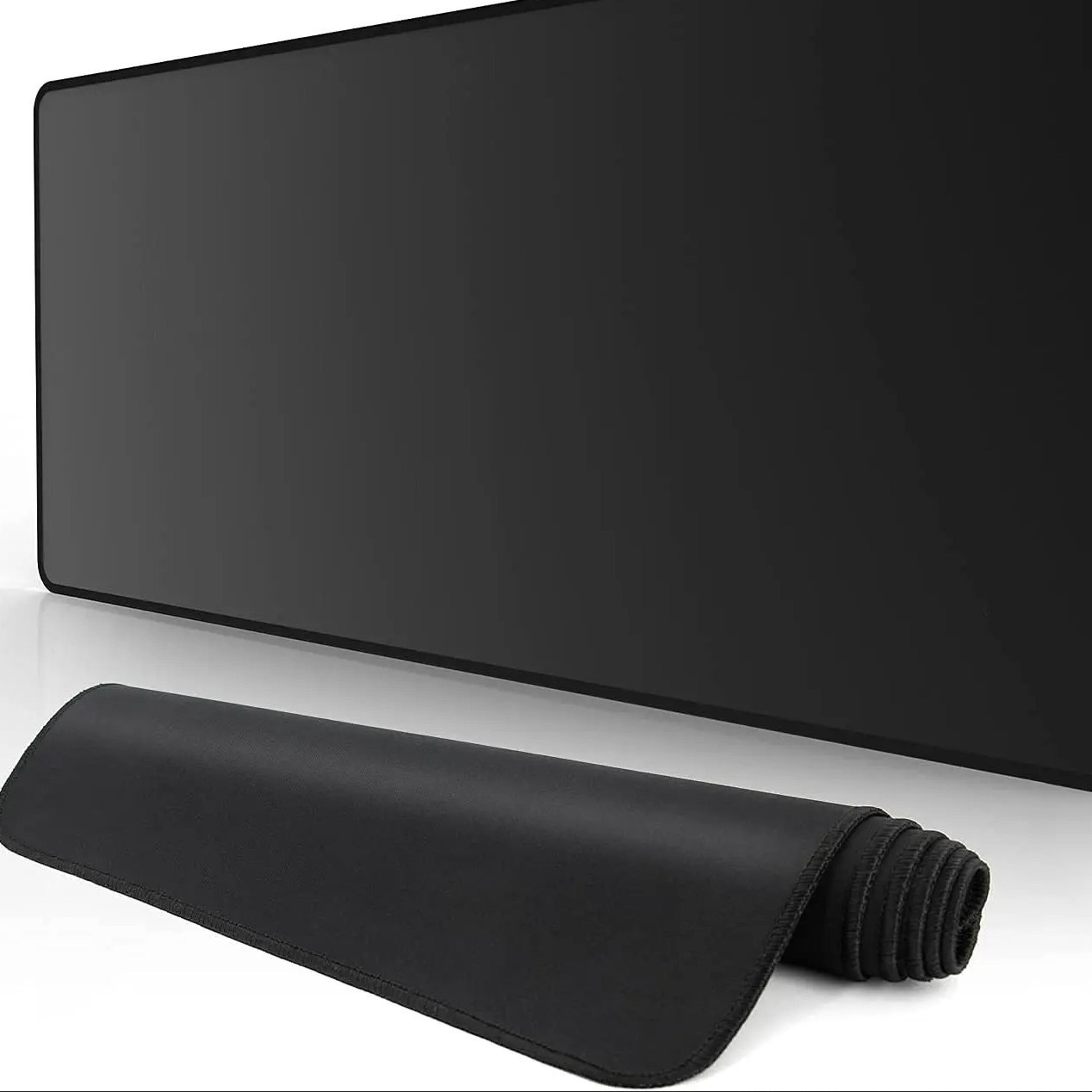 extended black non slip rubber mouse pad with stitched edge for desk