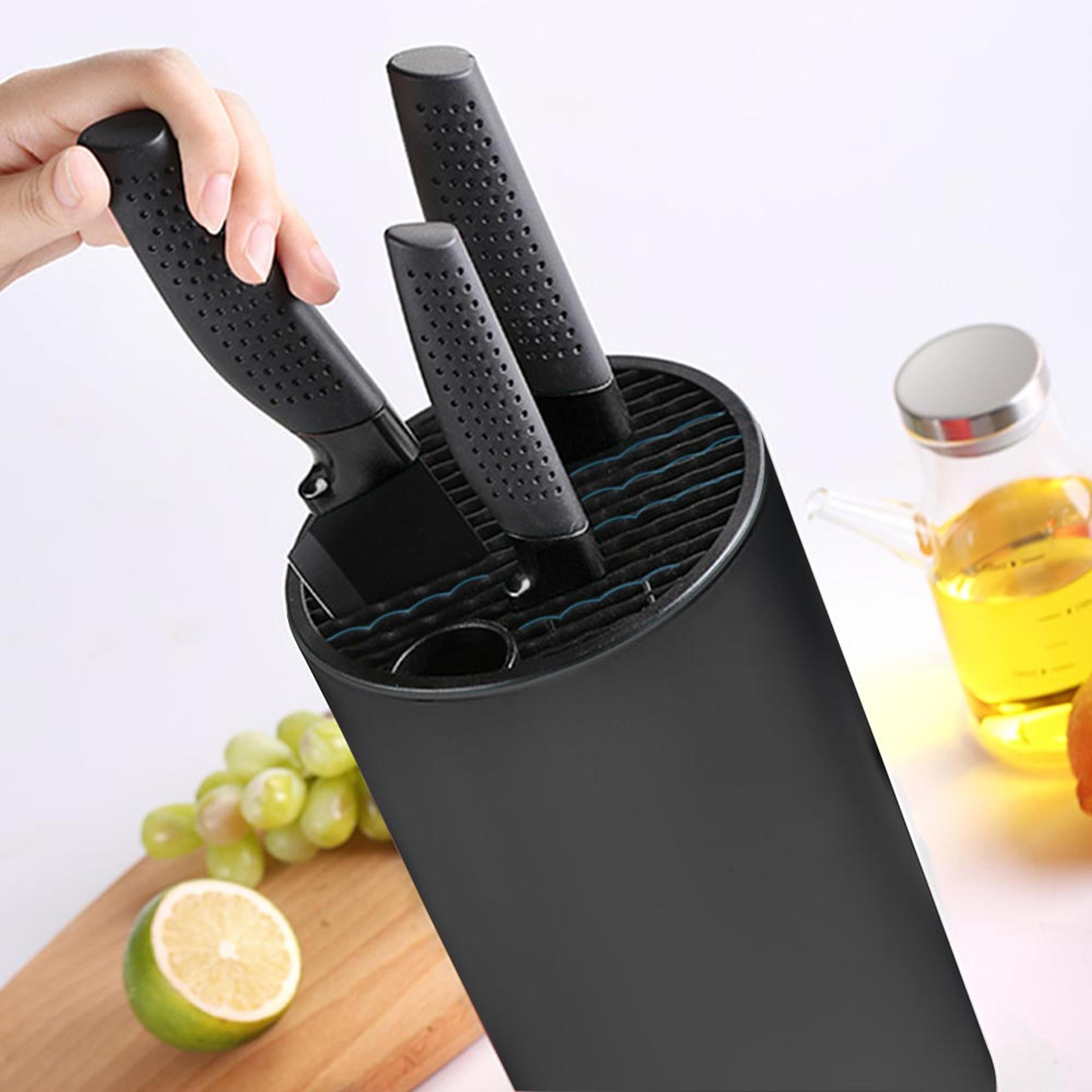 drainable kitchen knife holder plastic countertop knife storage stand